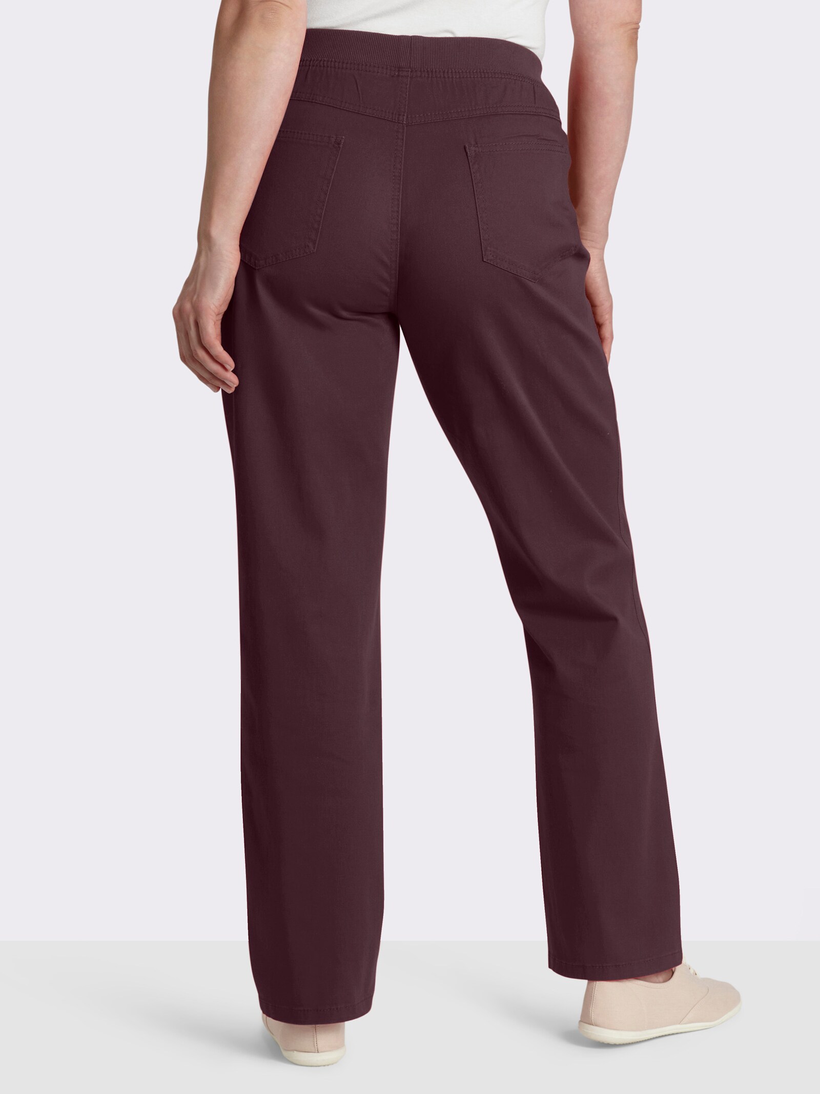 Stretch-Jeans mit Rundum-Dehnbund - bordeaux