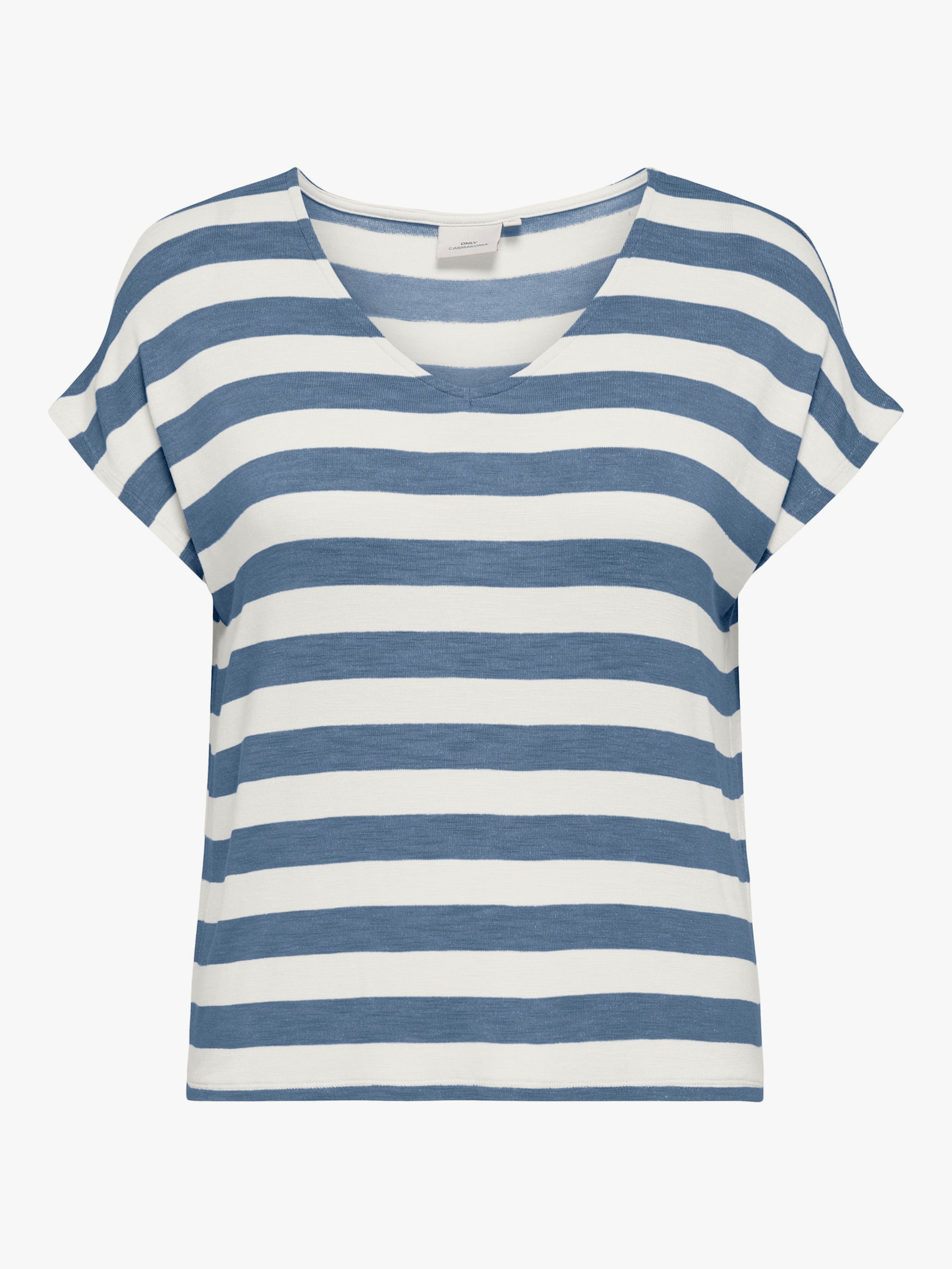 ONLY CARMAKOMA V-Shirt - infinity stripes:cloud dancer