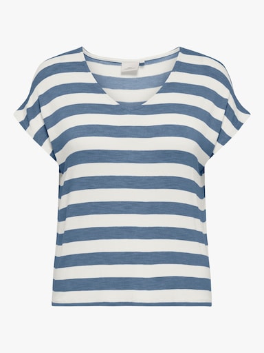 ONLY CARMAKOMA V-Shirt - infinity stripes:cloud dancer