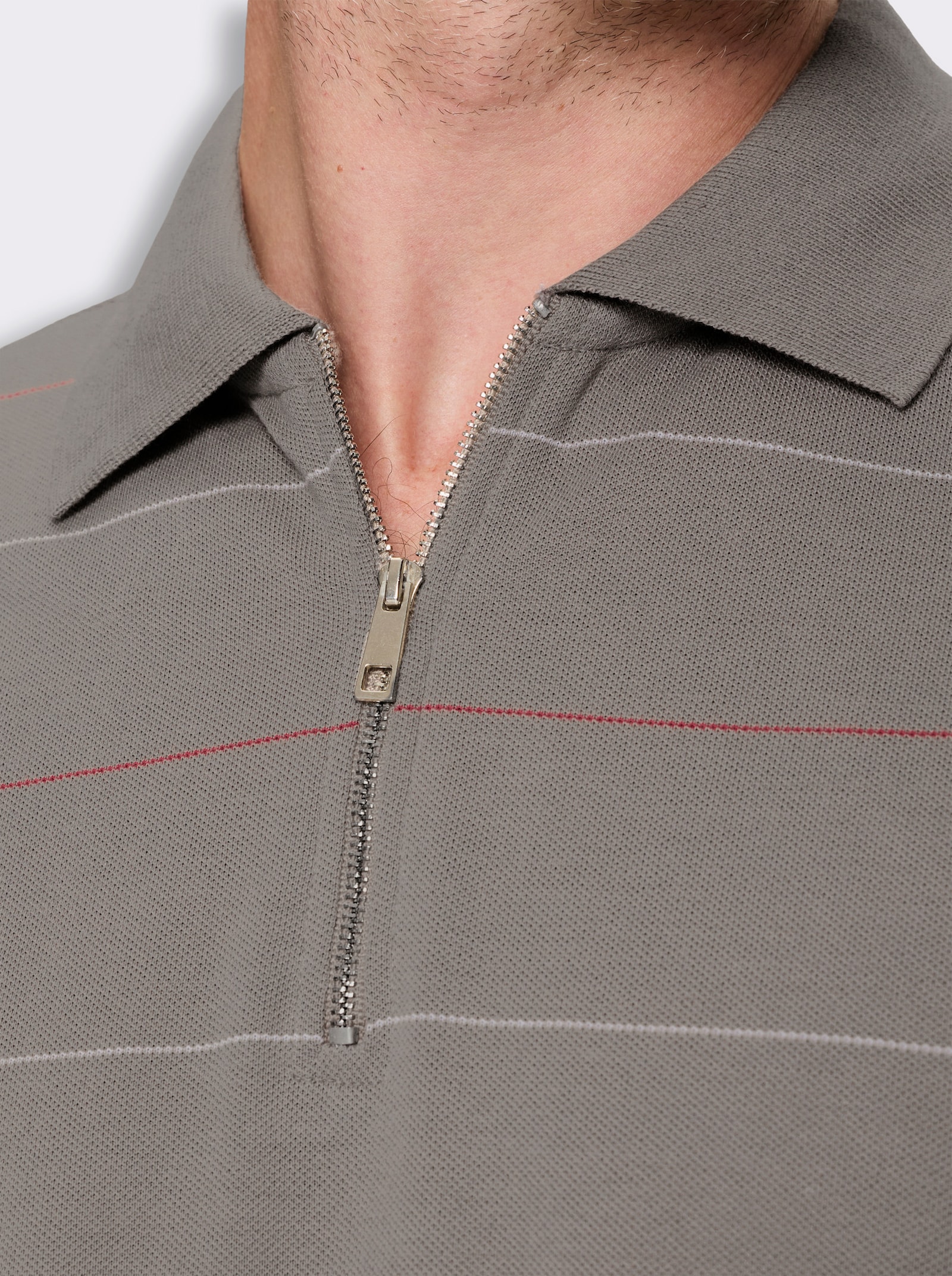 Marco Donati Kurzarmshirt mit garngefärbten Streifen - taupe-gestreift
