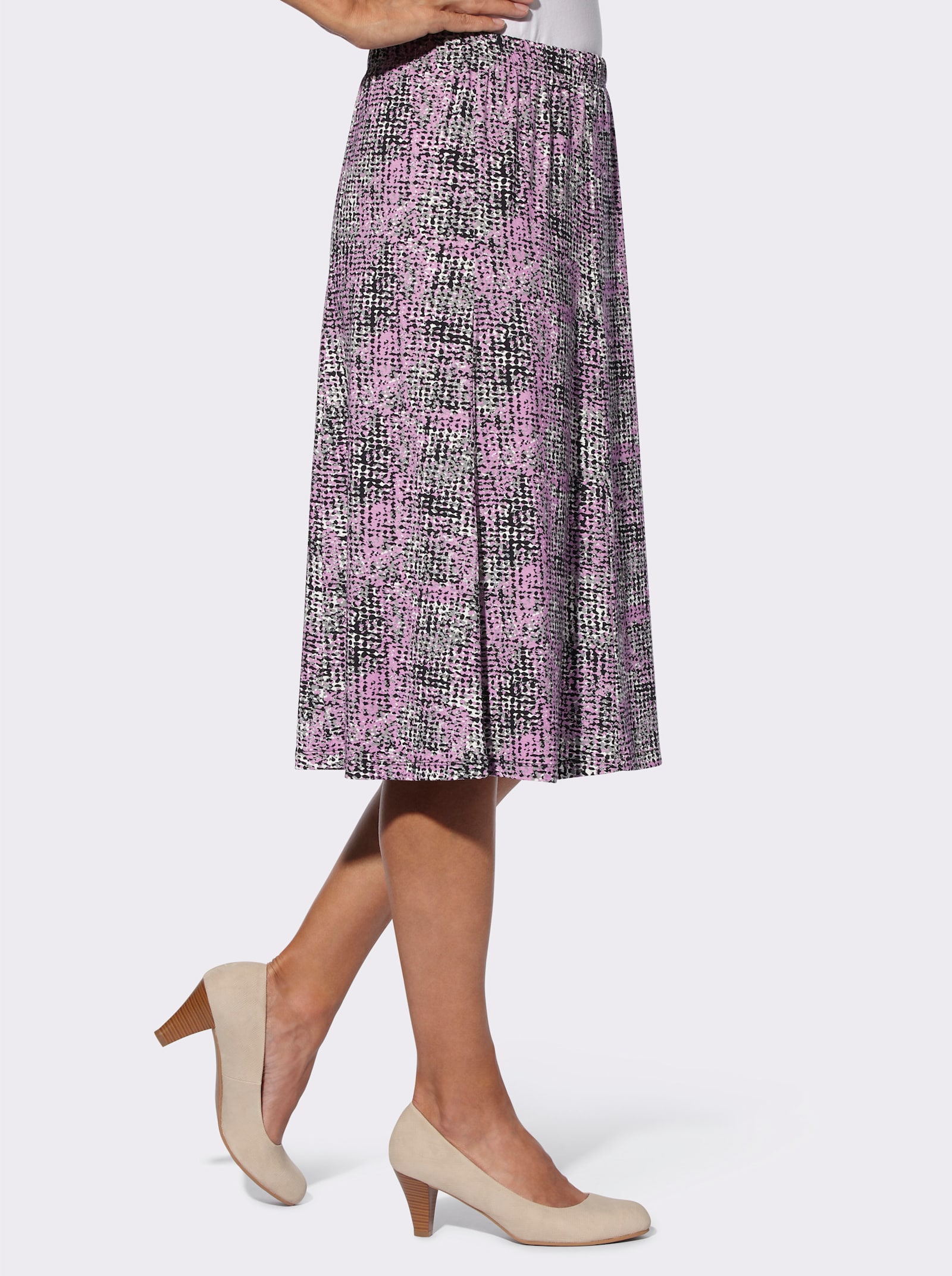 Jerseyrock in Bahnenform - orchidee-ecru-bedruckt