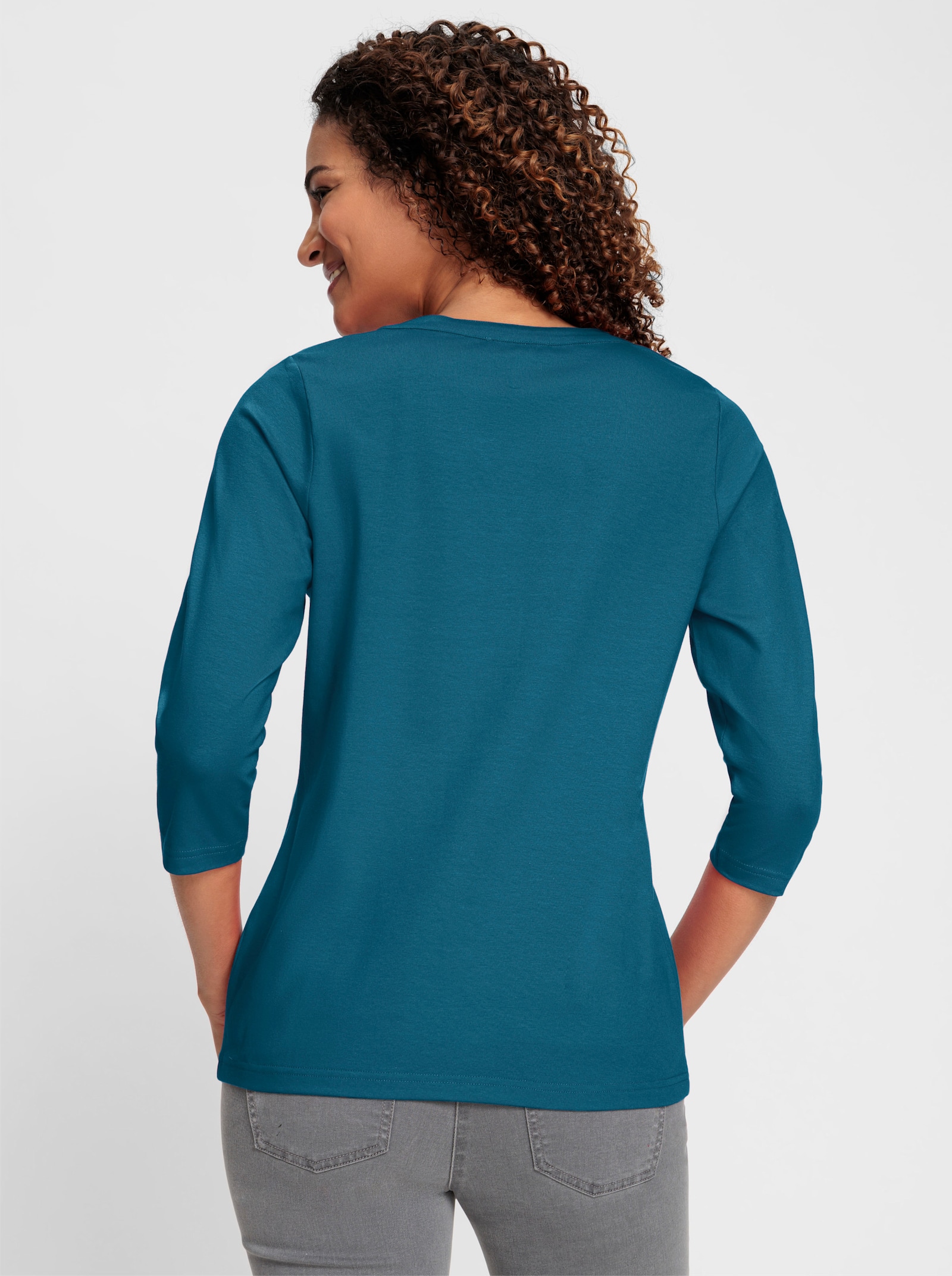 Shirt met 3/4-mouwen en open V - topaas