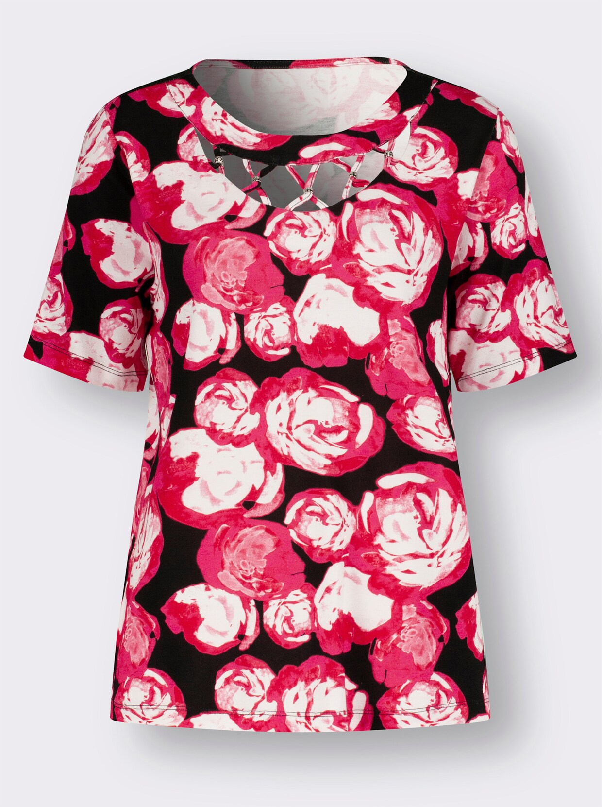 Shirt - zwart/pink geprint