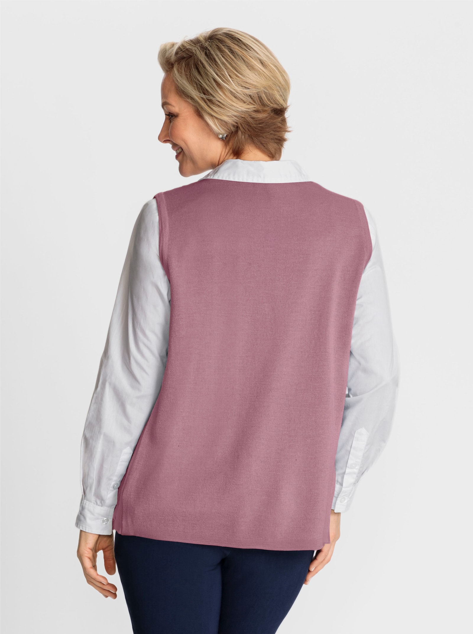 Strickweste mit Wabenmuster - altrosa