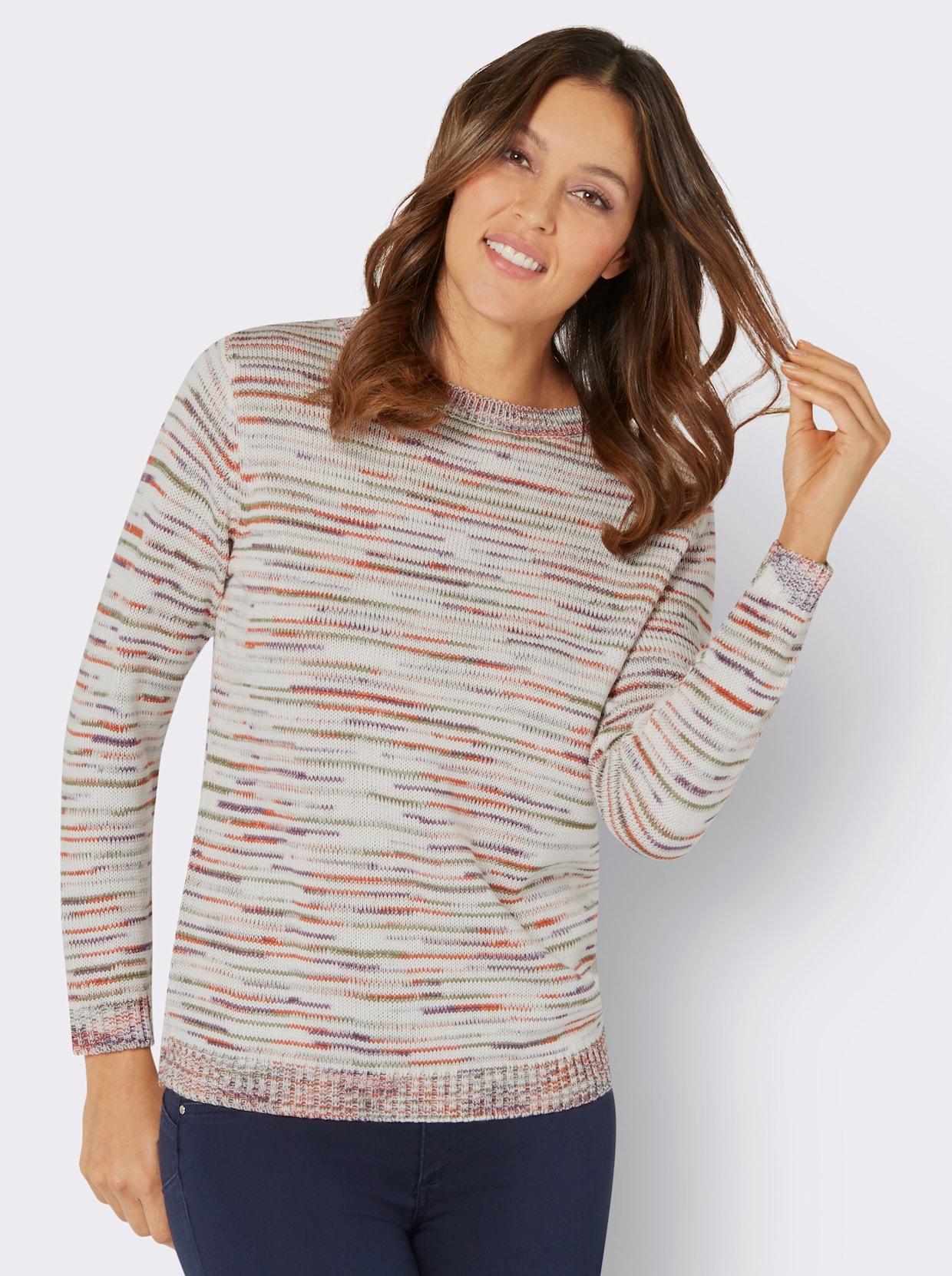 Pullover met ronde hals - ecru gemêleerd