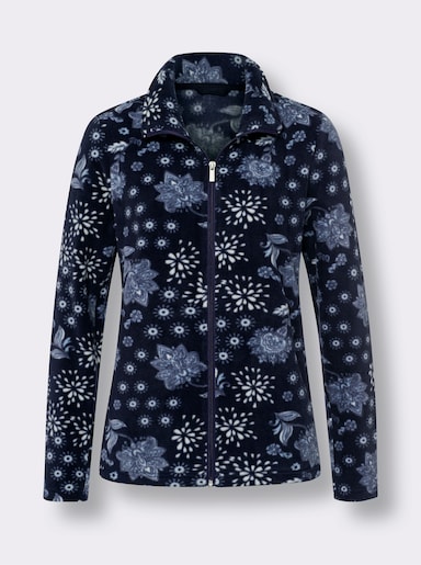 Fleecová bunda s potiskem - námořnická modrá-ledová modrá-potisk