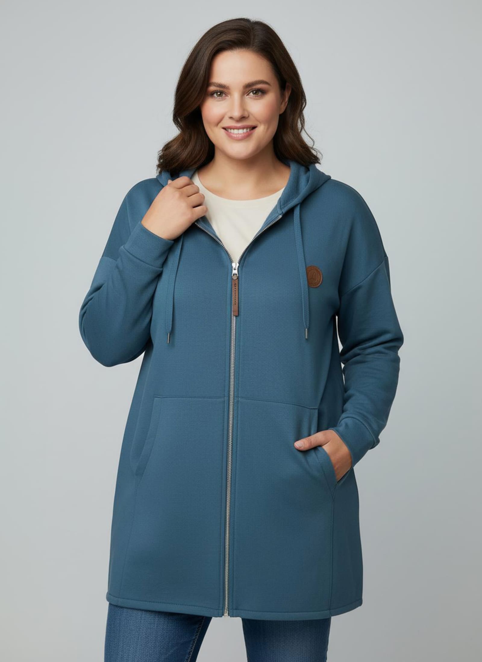 Sweatjacke mit 2-Wege-Reißverschluss - topas