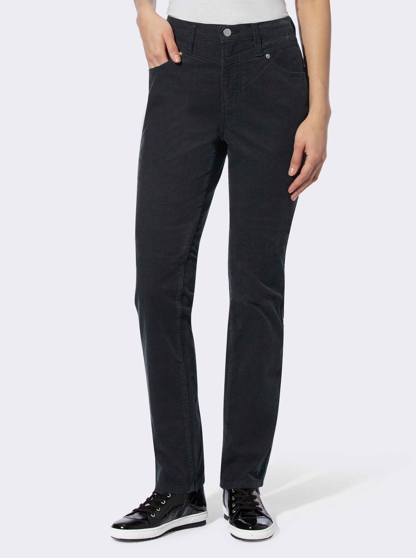 heine Ribcordbroek met stretch - zwart