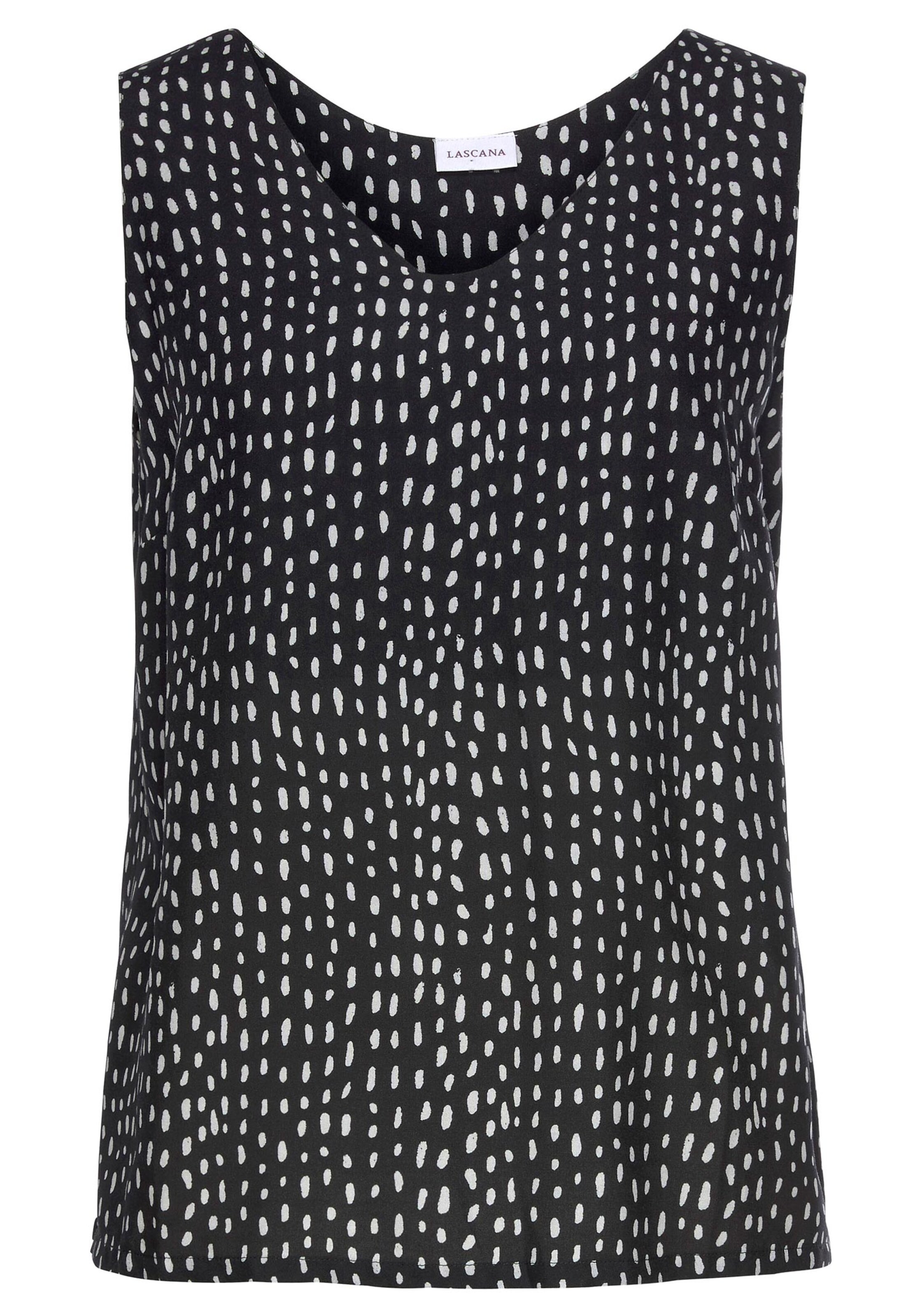 Damenmode Blusen LASCANA Blusentop in schwarz-beige-bedruckt Damenmode Blusen LASCANA Blusentop in schwarz-beige-bedruckt