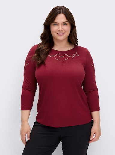 Rundhalsshirt in Viskose-Qualität - dunkelrot