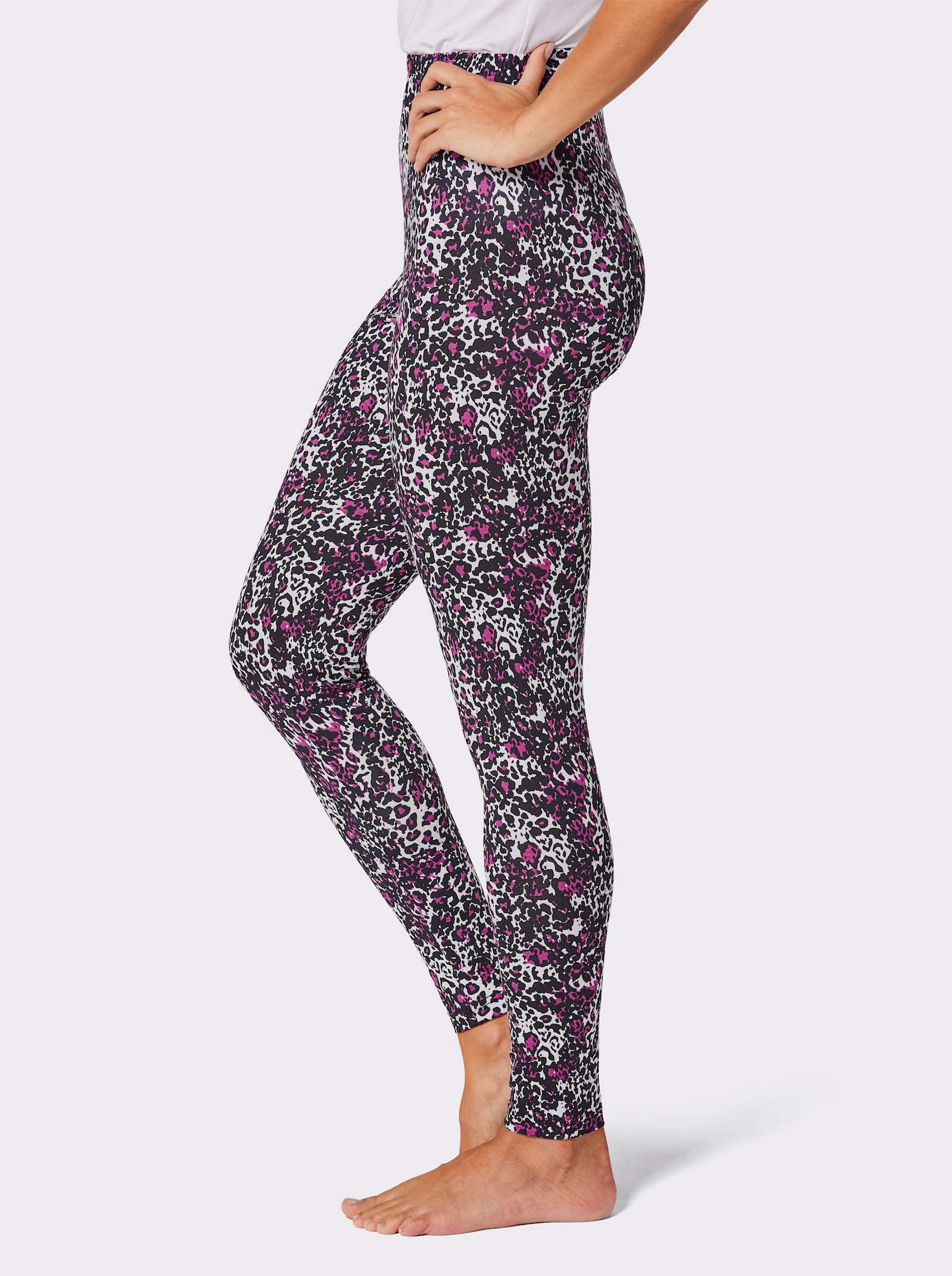 feel good Leggings - magenta-schwarz-bedruckt