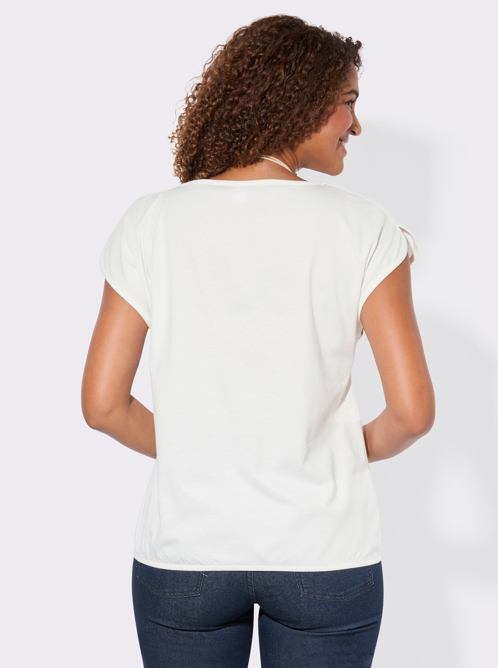 Shirt mit Schriftzug - ecru-marine-bedruckt