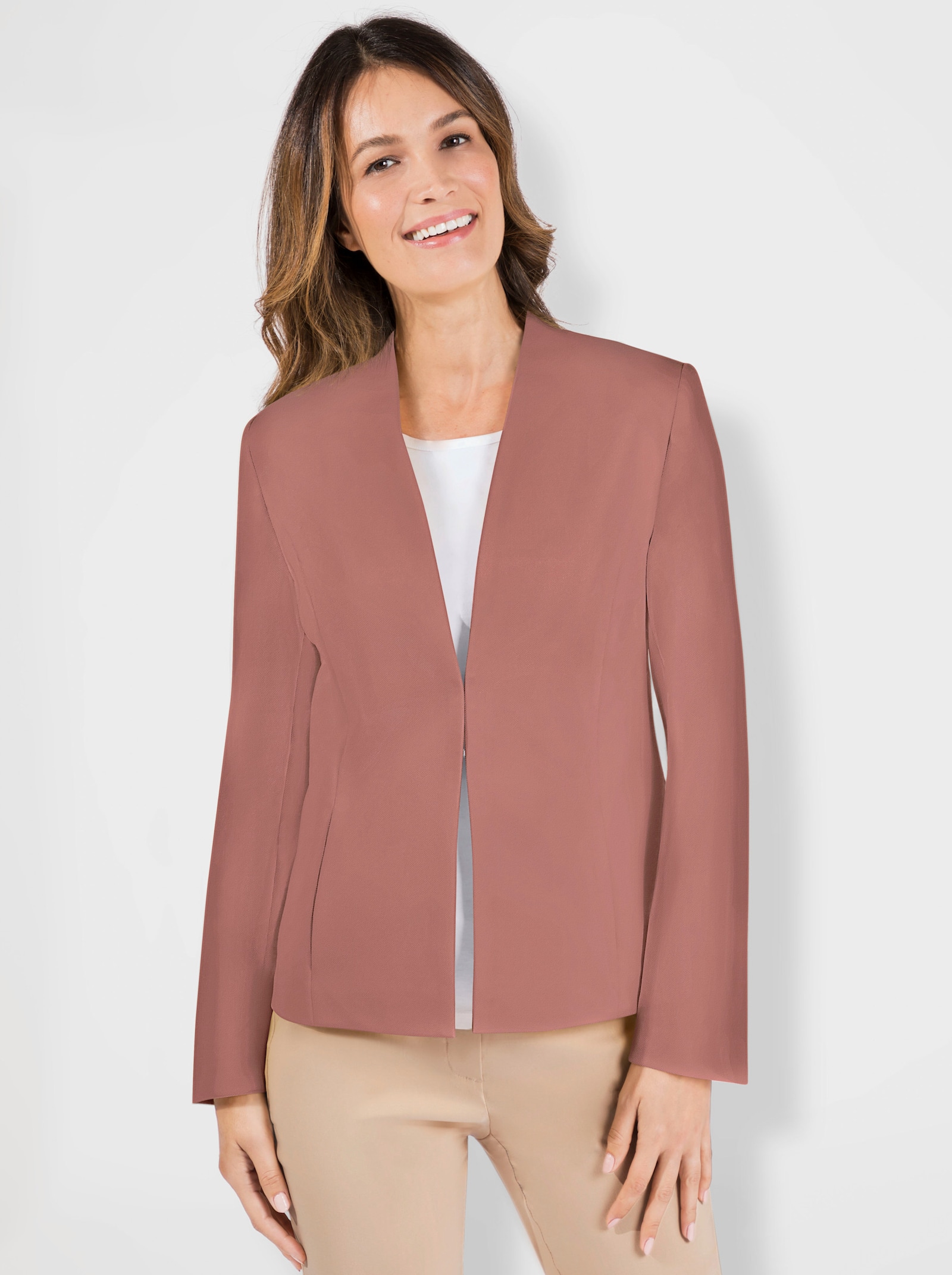 Jerseyblazer in kürzerer Form - rosenholz