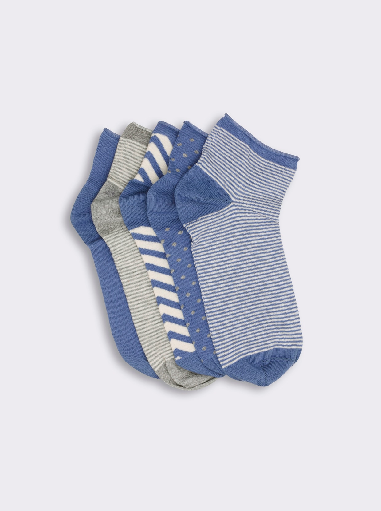 wäschepur Damen-Sneakersocken - mittelblau-gemustert