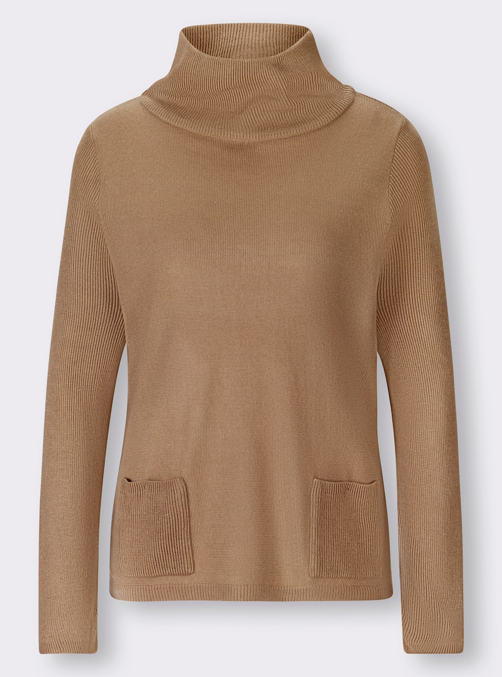 heine Stehkragenpullover mit Taschen - camel
