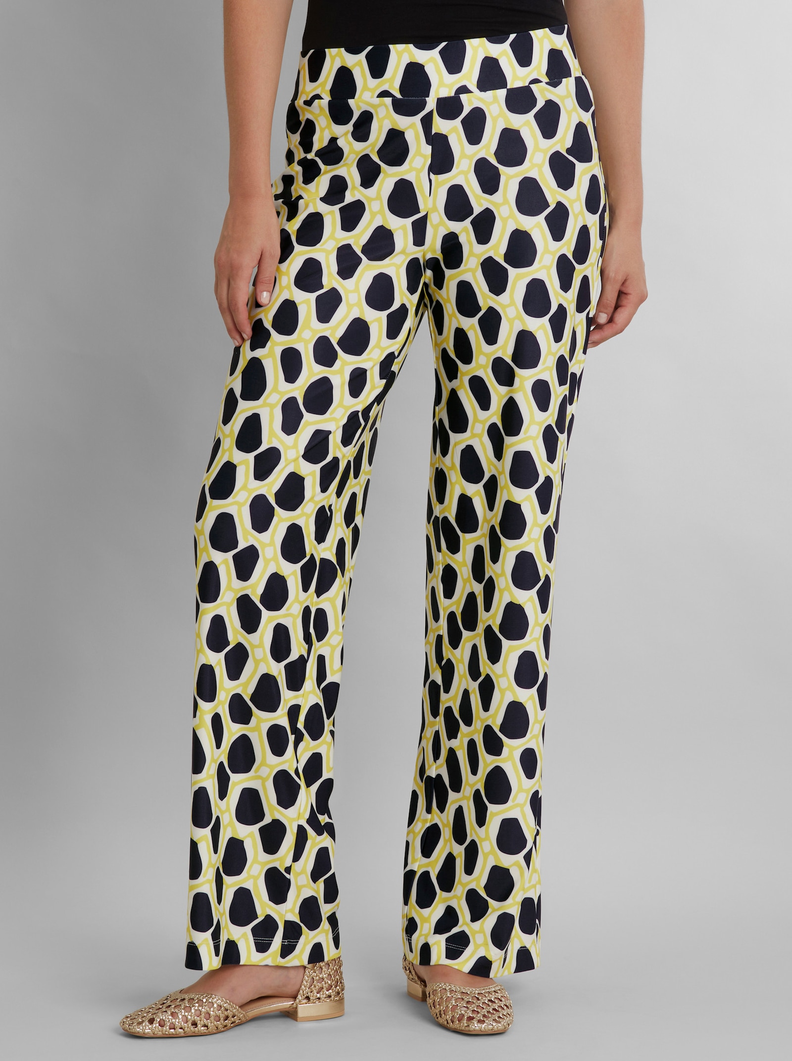 heine Jerseyhose mit Druck-Dessin - ecru-marine-bedruckt