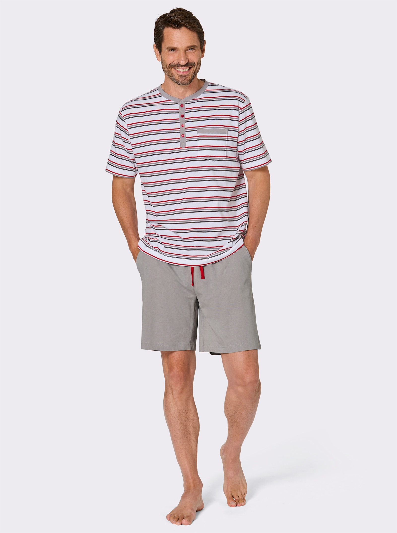 wäschepur men Shorty - grau-weiß