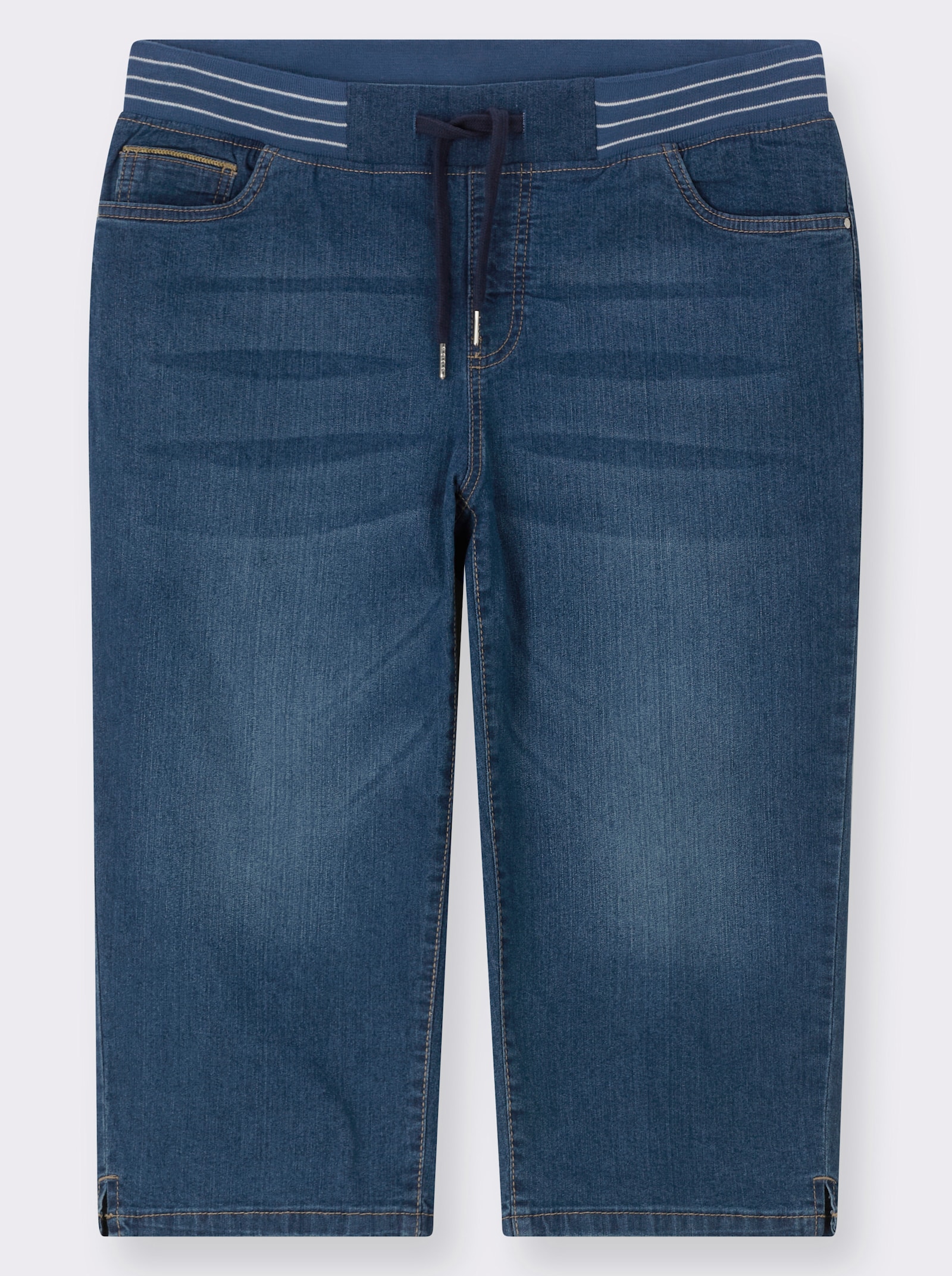 Caprijeans mit Rundum-Dehnbund - blue-stone-washed