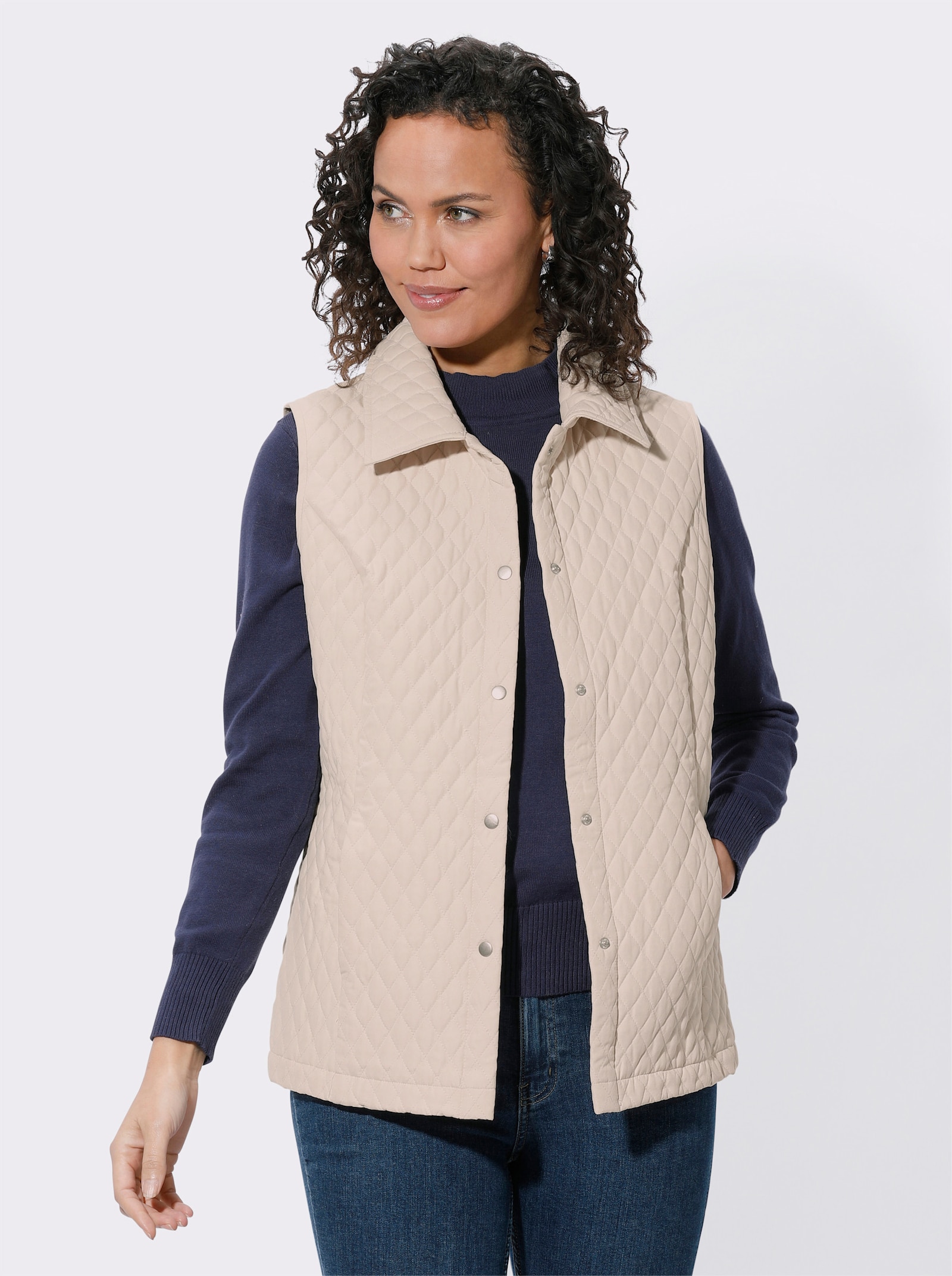 Bodywarmer van onderhoudsarm microgaren - ivoorkleur