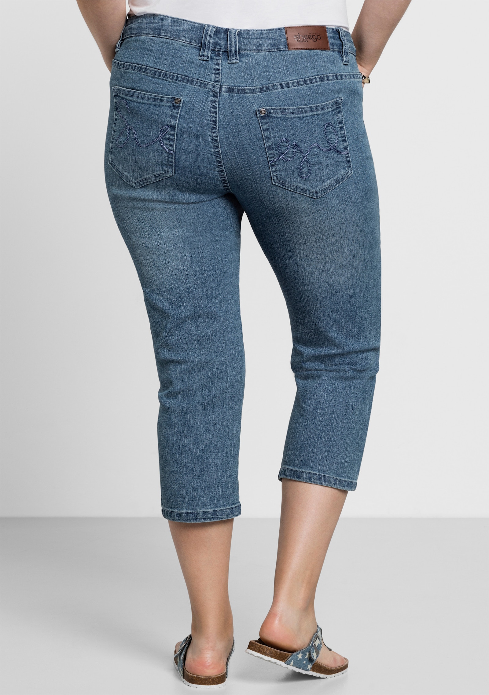 sheego Oprolbare capri-jeans - light blue-denim