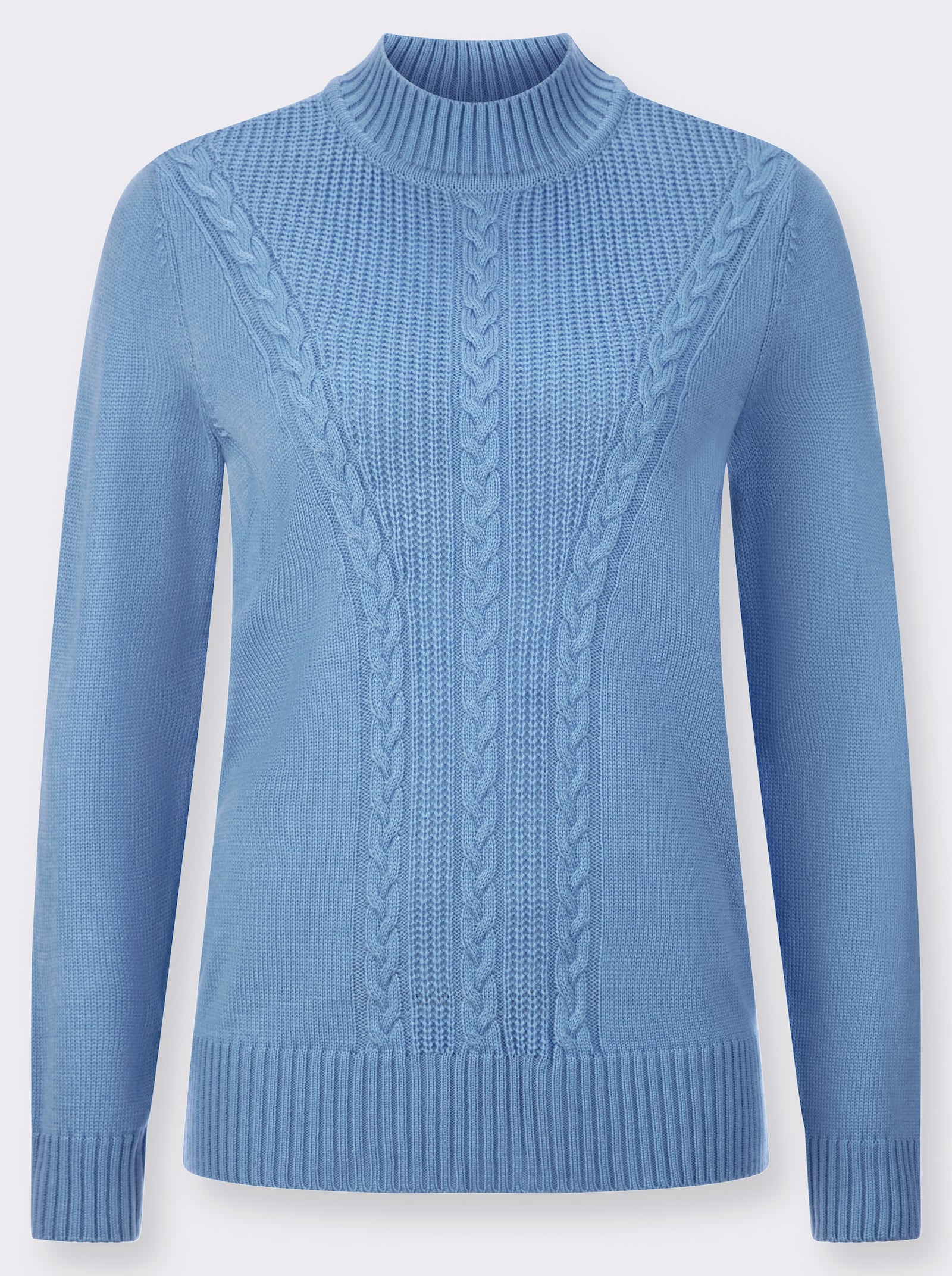 Pullover mit Zopfmuster - himmelblau