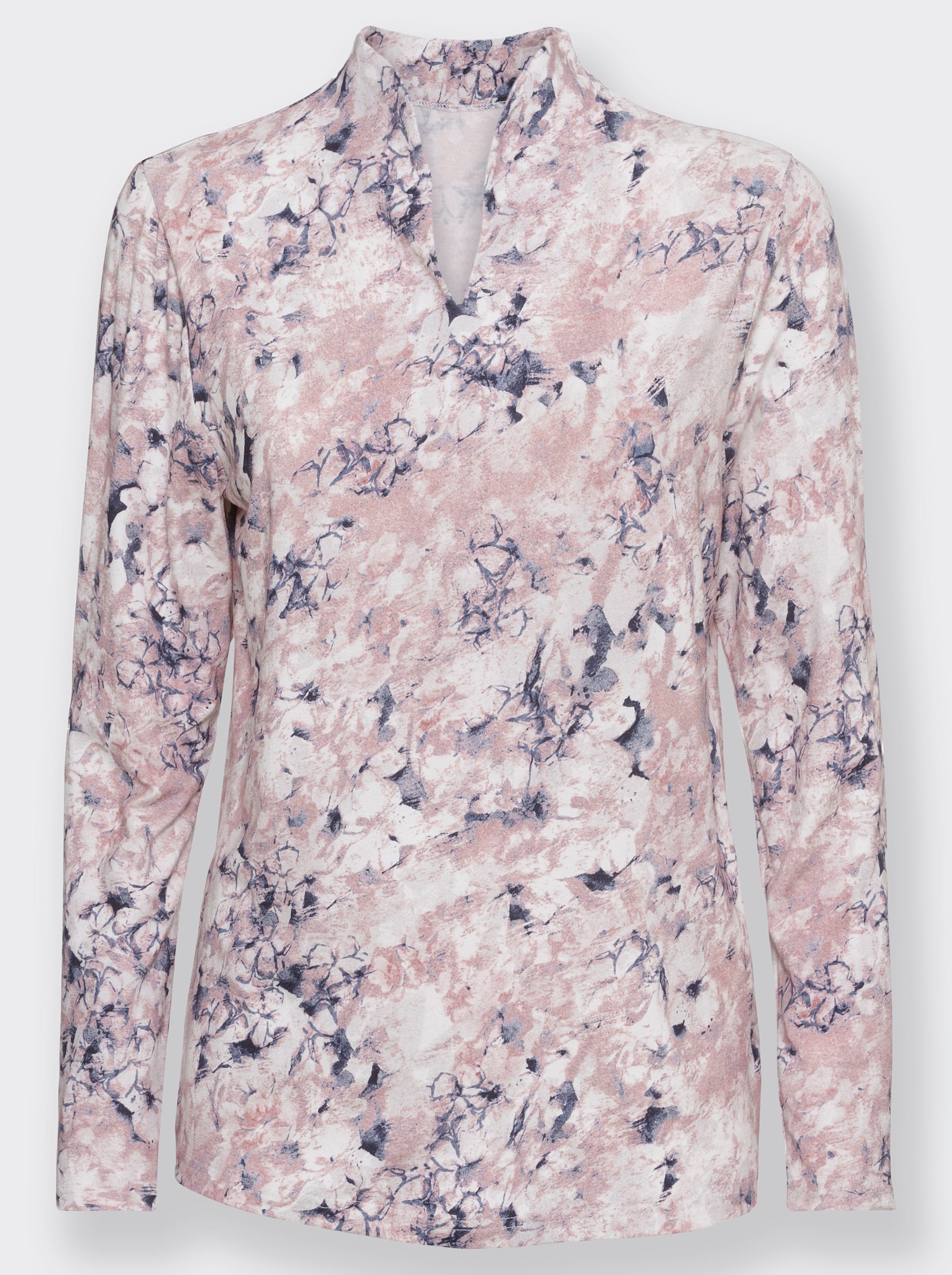 Shirt met lange mouwen en kelkkraag - mauve/rookblauw bedrukt