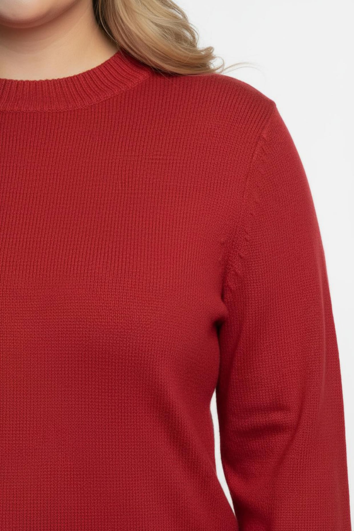 Stehkragenpullover mit Baumwolle - korallenrot