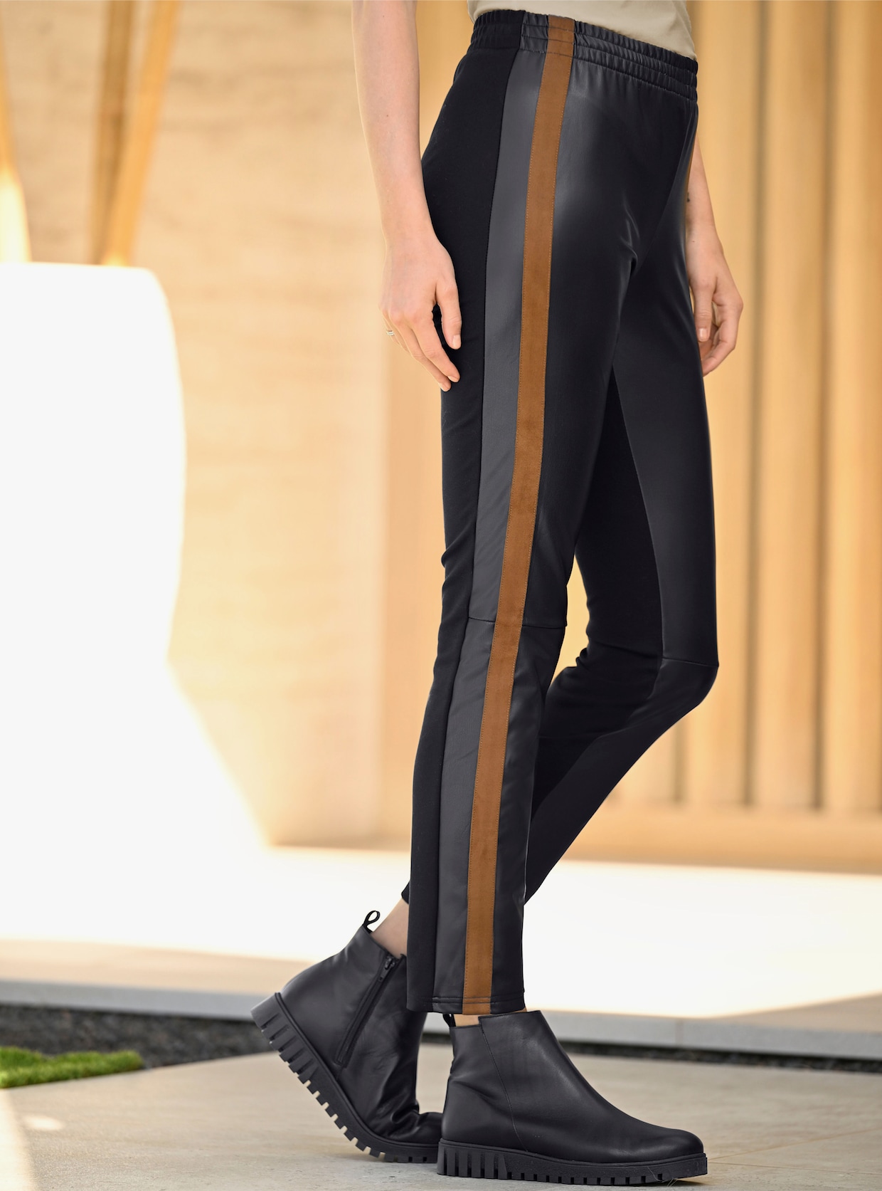 heine Broek van imitatieleer - zwart