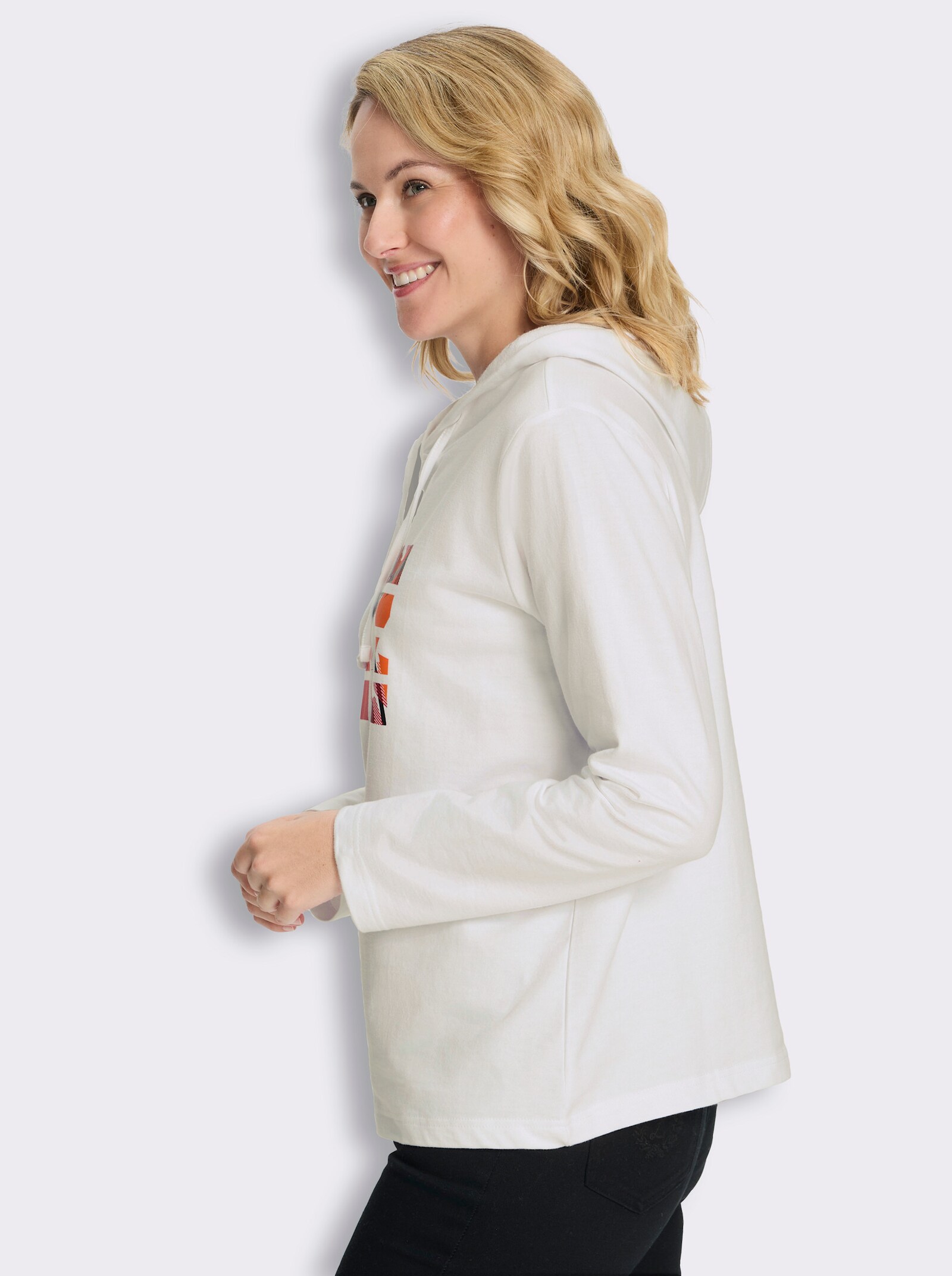 Kapuzensweatshirt mit Druck-Motiv - weiß-bedruckt