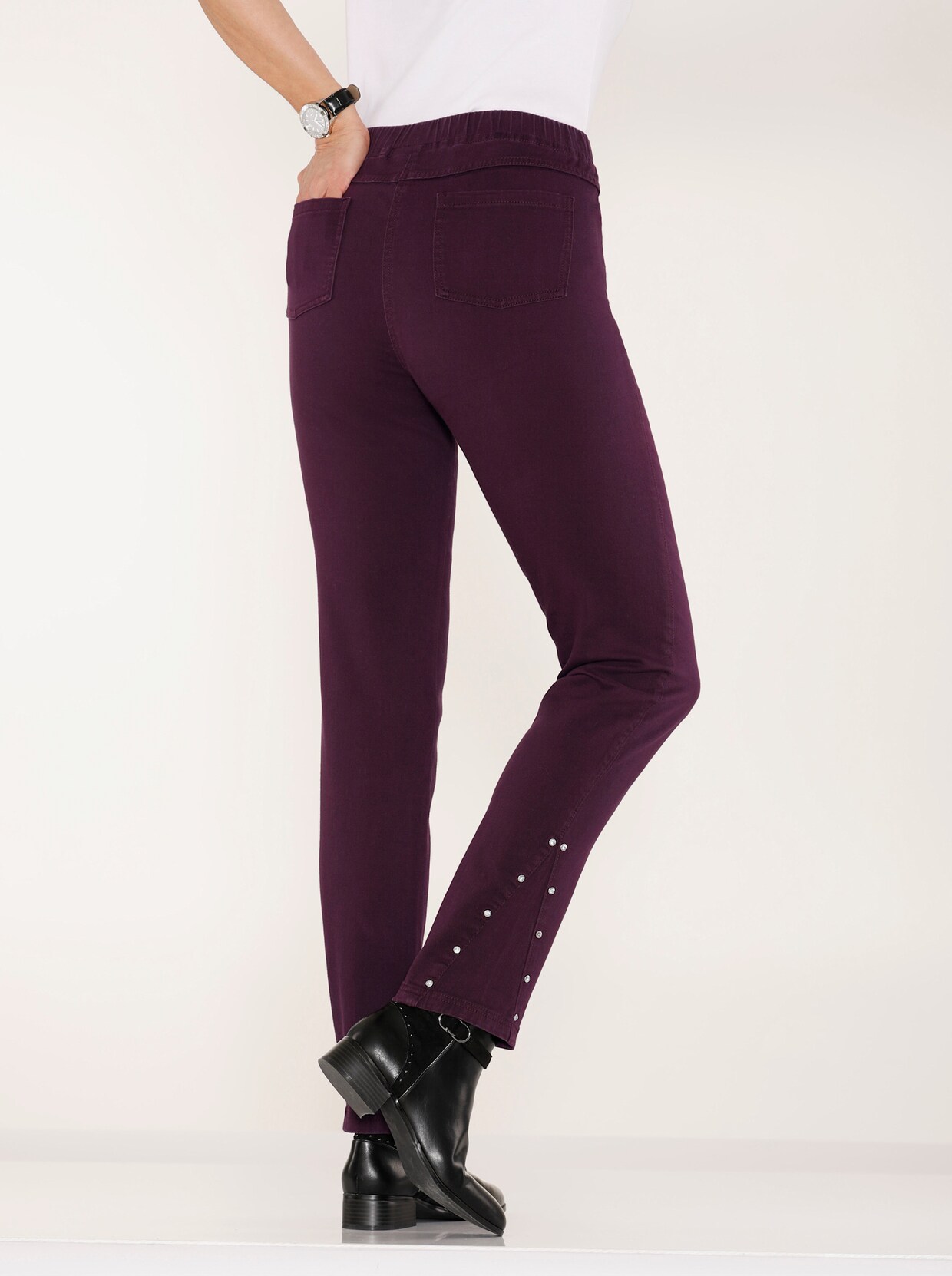 Schlupfjeans - aubergine