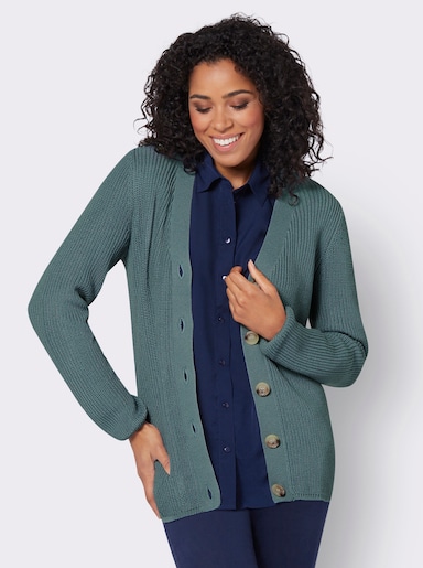 Cardigan in Rippenstrick - jade