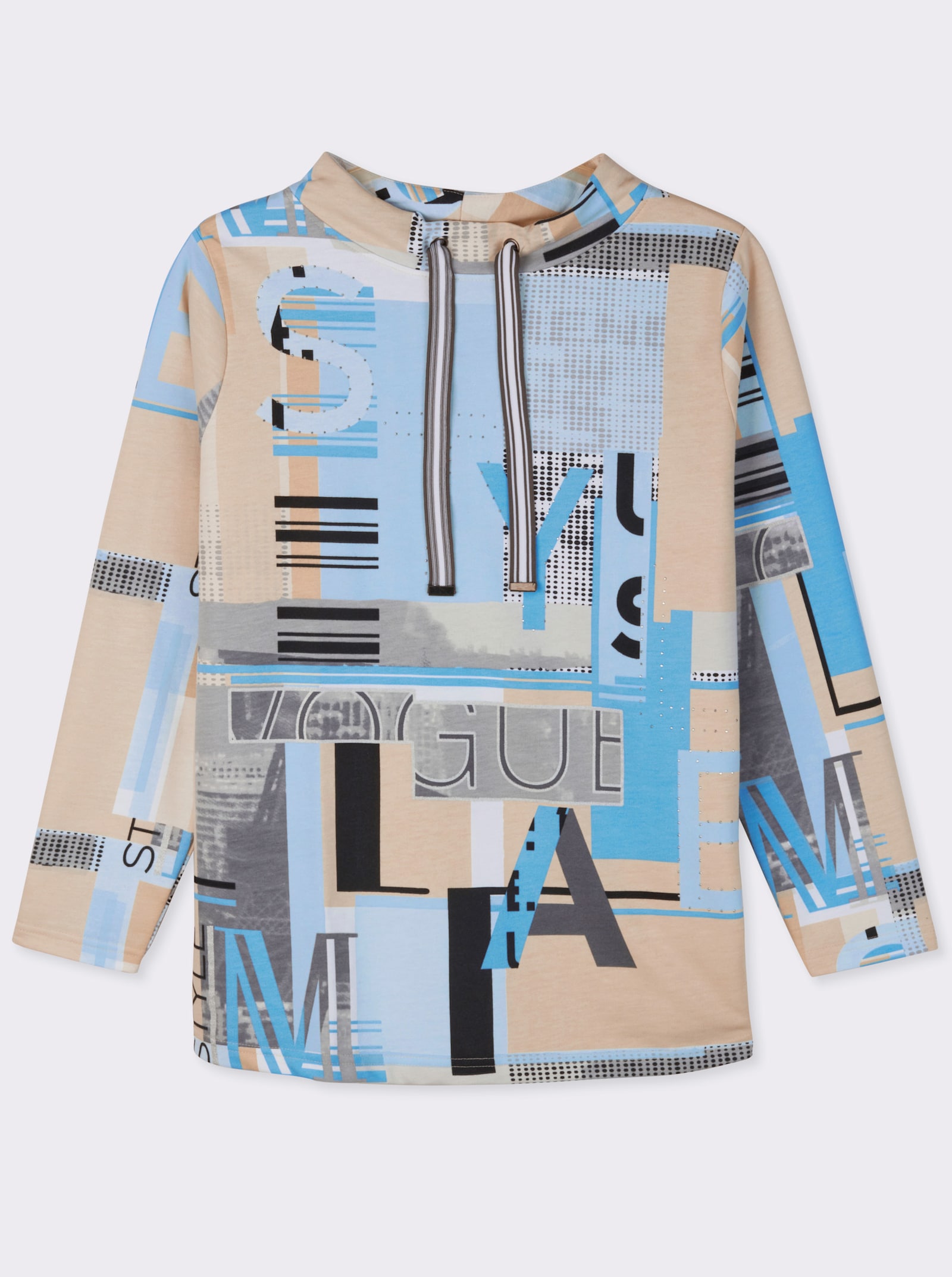 Sweatshirt mit Buchstaben-Print - himmelblau-ecru