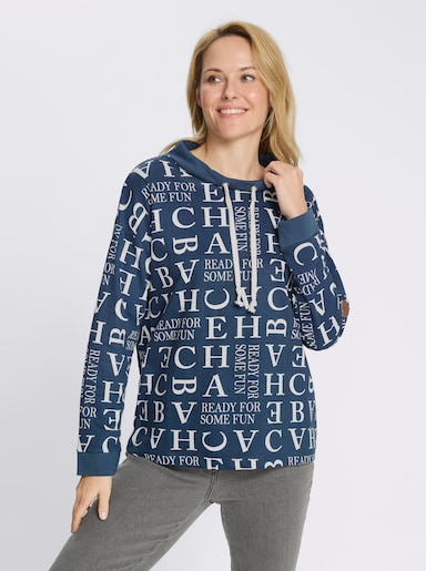 Sweatshirt mit Buchstaben-Druck - dunkelblau-ecru-bedruckt