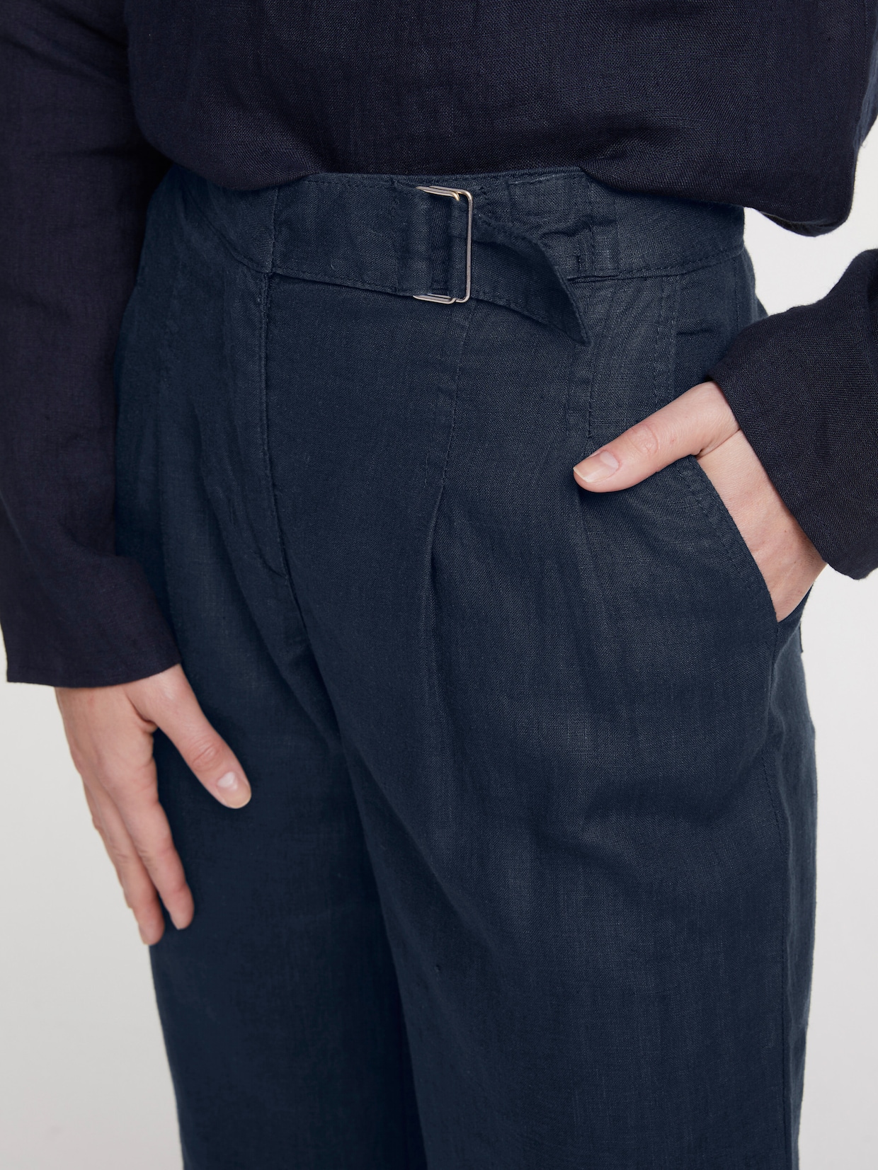 heine Pantalon en lin - bleu nuit