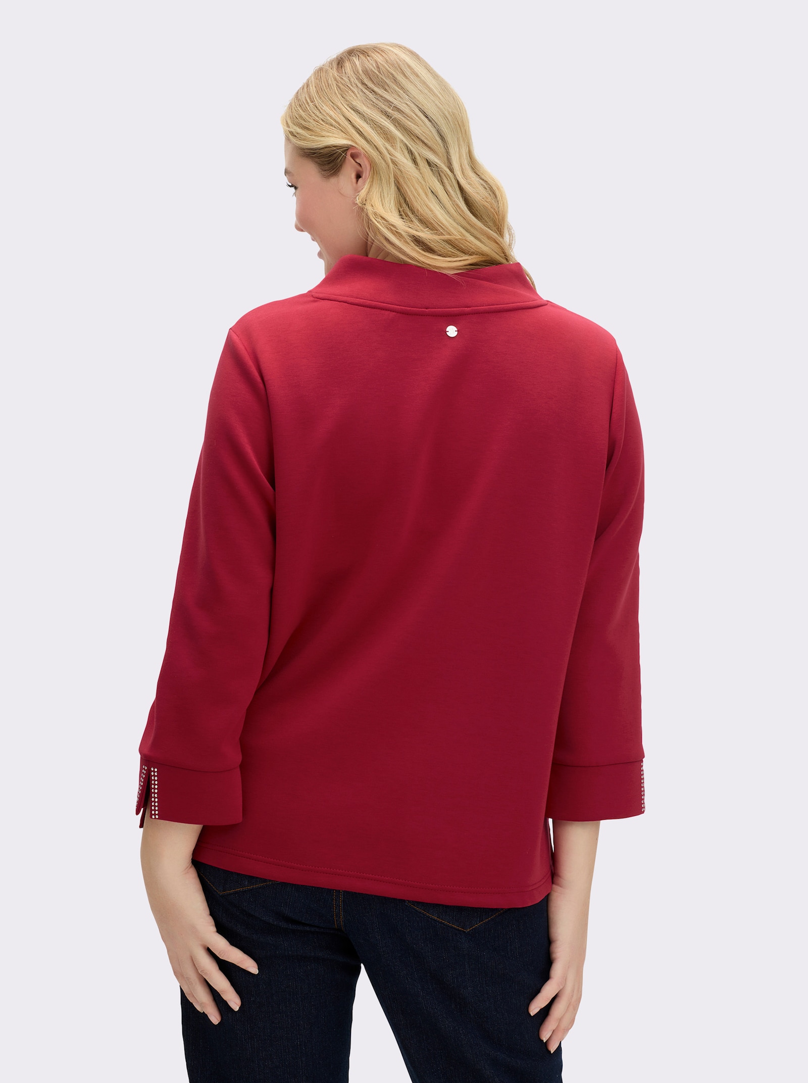 sheego Sweatshirt mit Glitzerdetails - kirsche