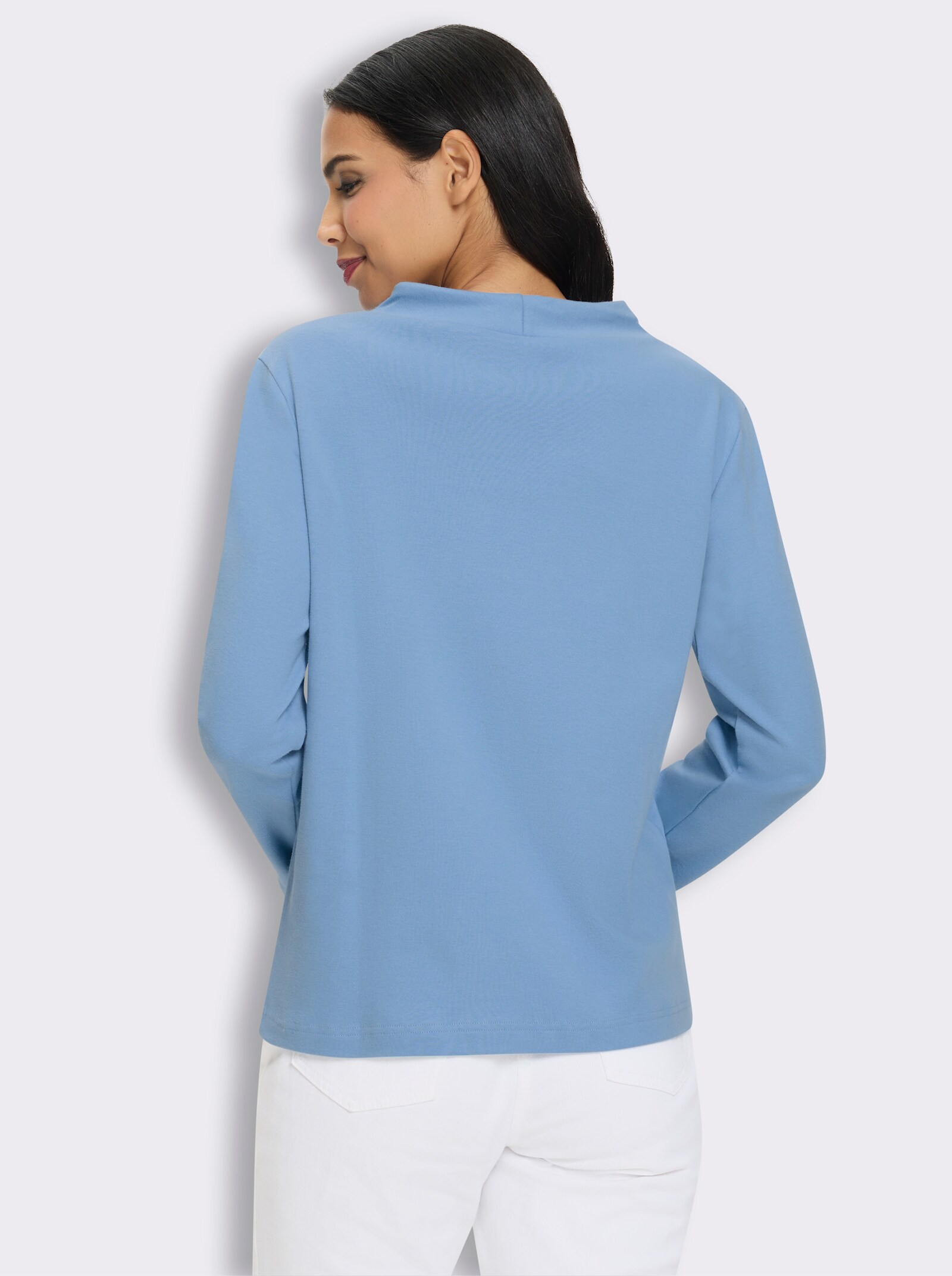 Sweatshirt mit platziertem Glitzer-Druck - himmelblau