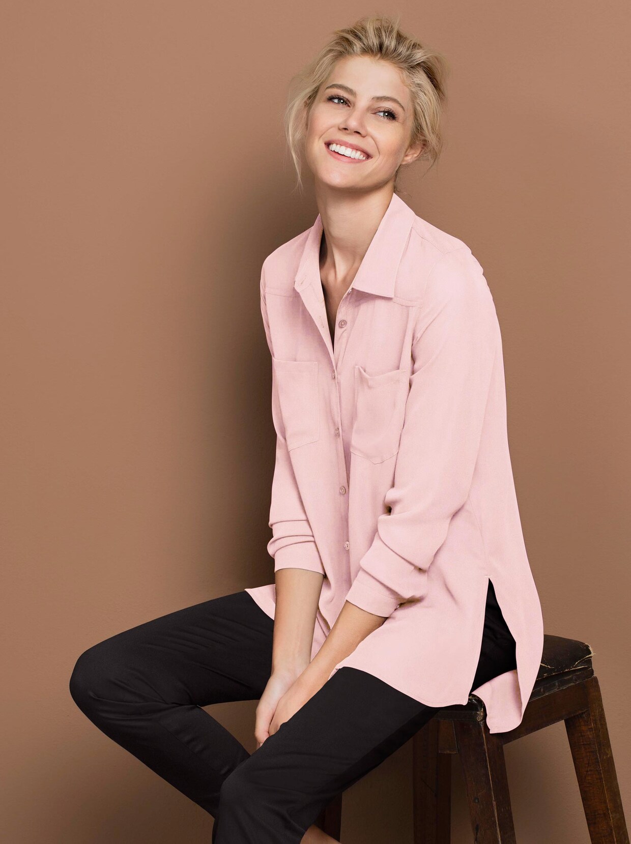 Longline blouse - roze