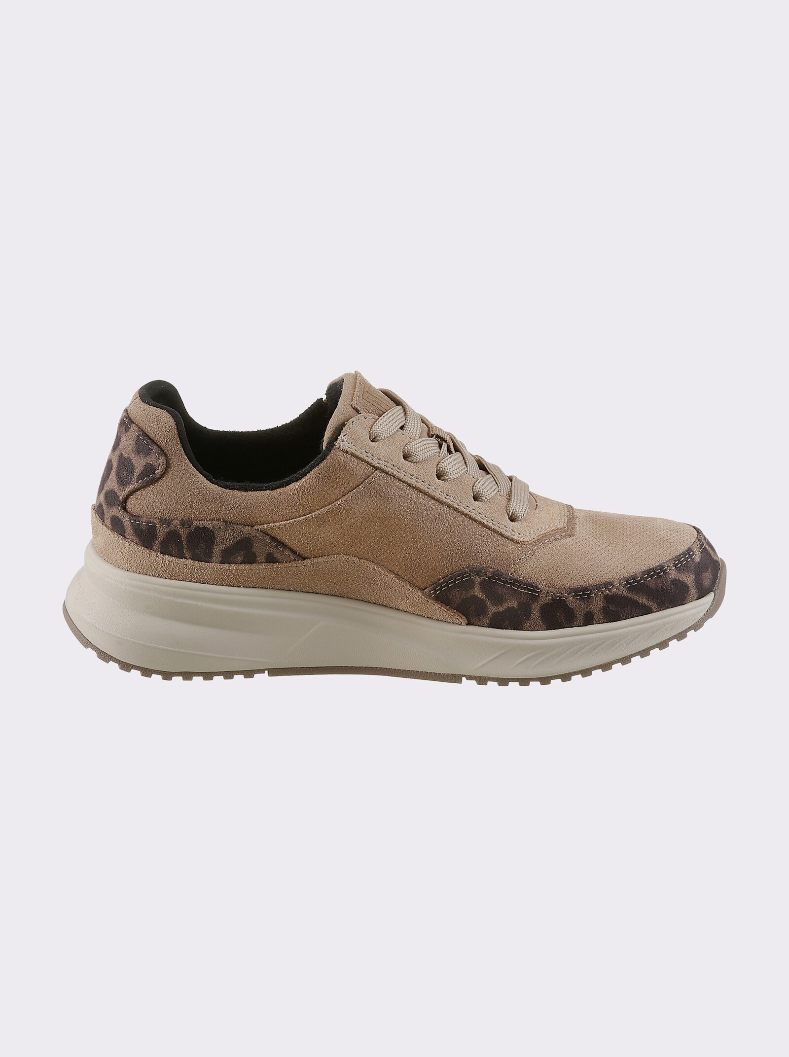 Waldläufer Sneaker mit Details in Tierfell-Optik - beige