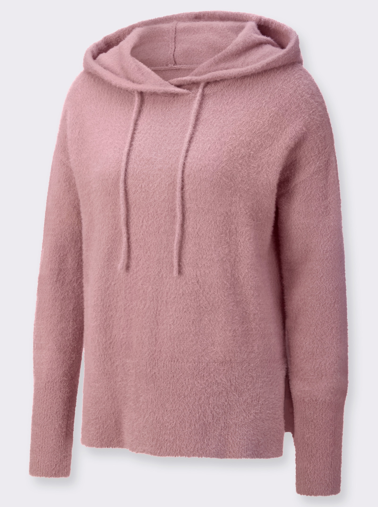 Kapuzenpullover aus haarigem Effektgarn - hortensie