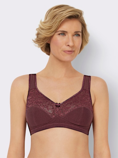 Susa Entlastungs-BH ohne Bügel mit breiten Trägern - marine + bordeaux