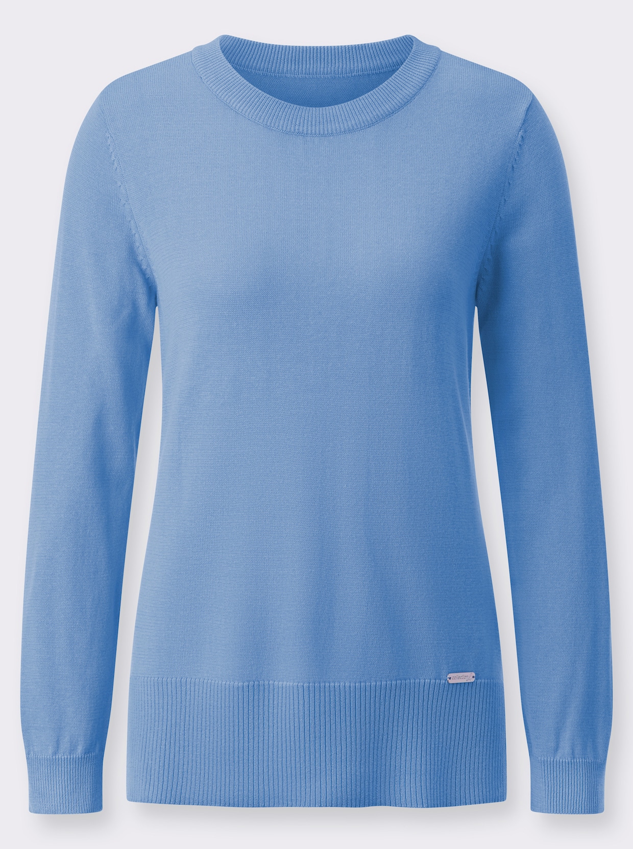 Rundhals-Pullover - himmelblau