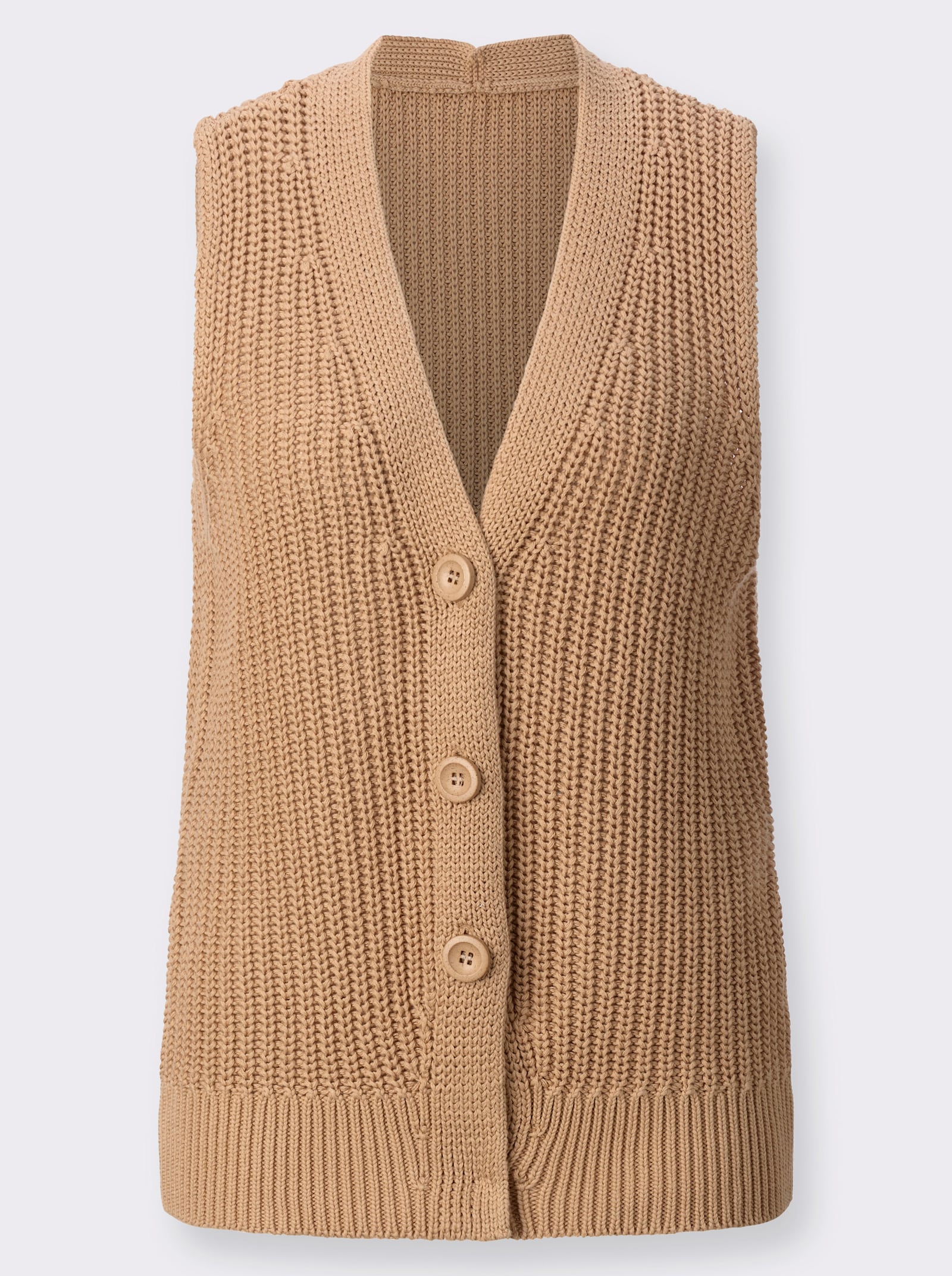 Strickweste in Grobstrick-Optik - camel