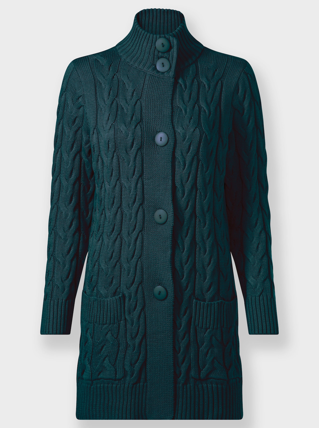 Longstrickjacke - petrol