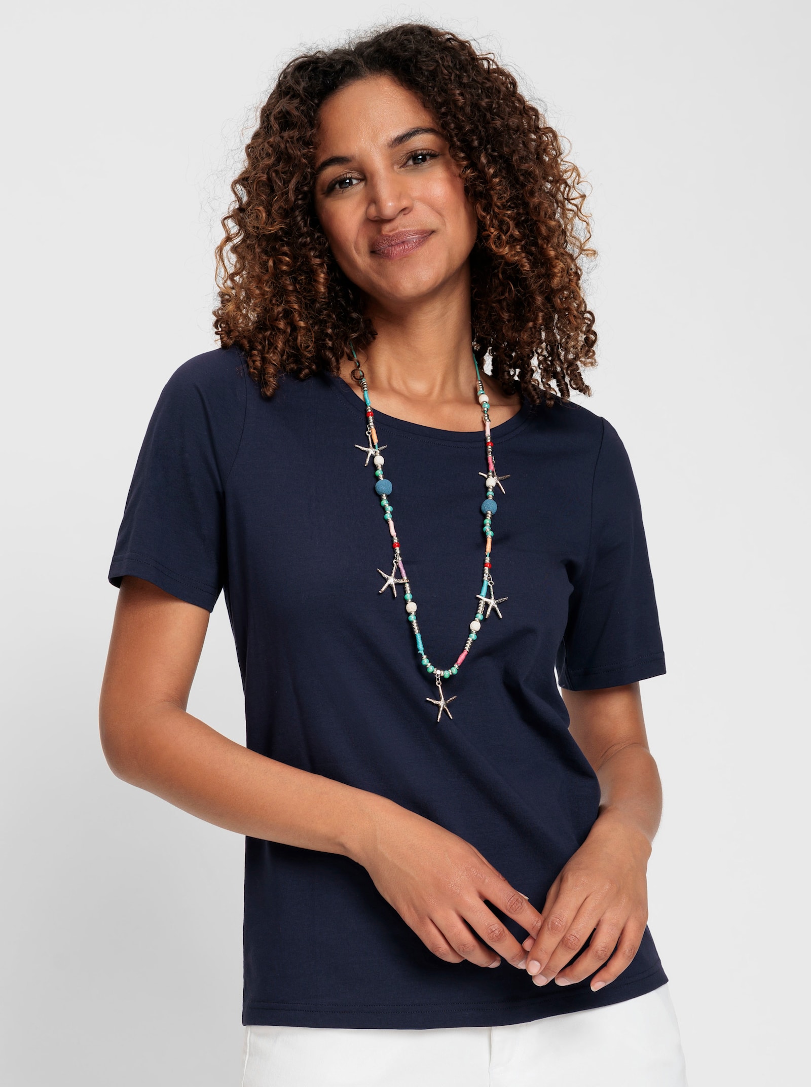 Tričko s krátkým rukávem s kulatým výstřihem - námořnická modrá