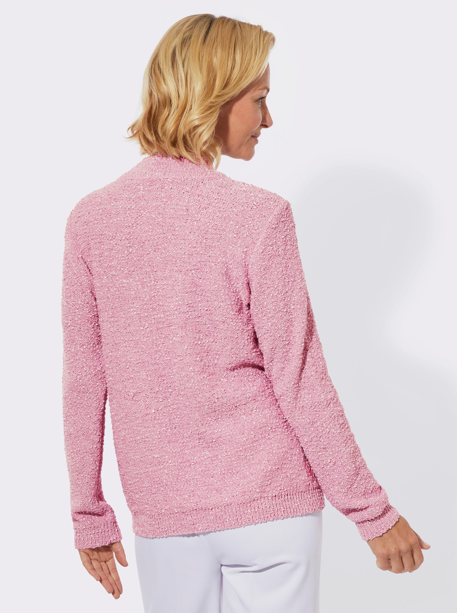 Stehkragenpullover mit Effektgarn - rosé-gemustert