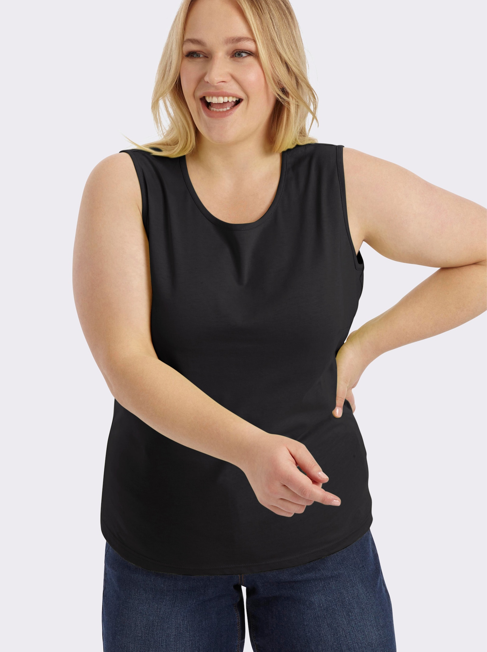 Trägertop mit Rundhals-Ausschnitt - schwarz