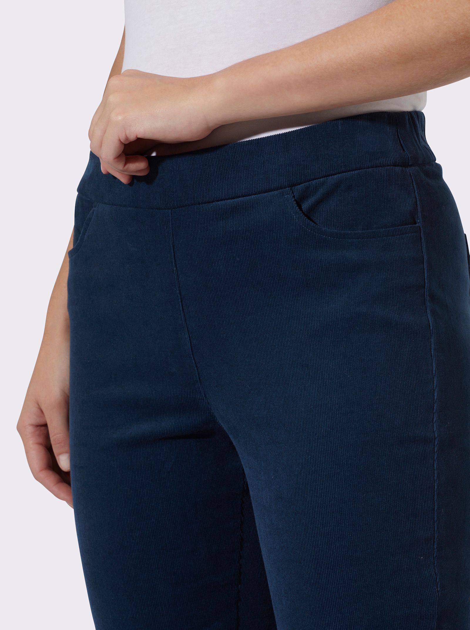heine Cordhose mit Schlupfbund - dunkelblau