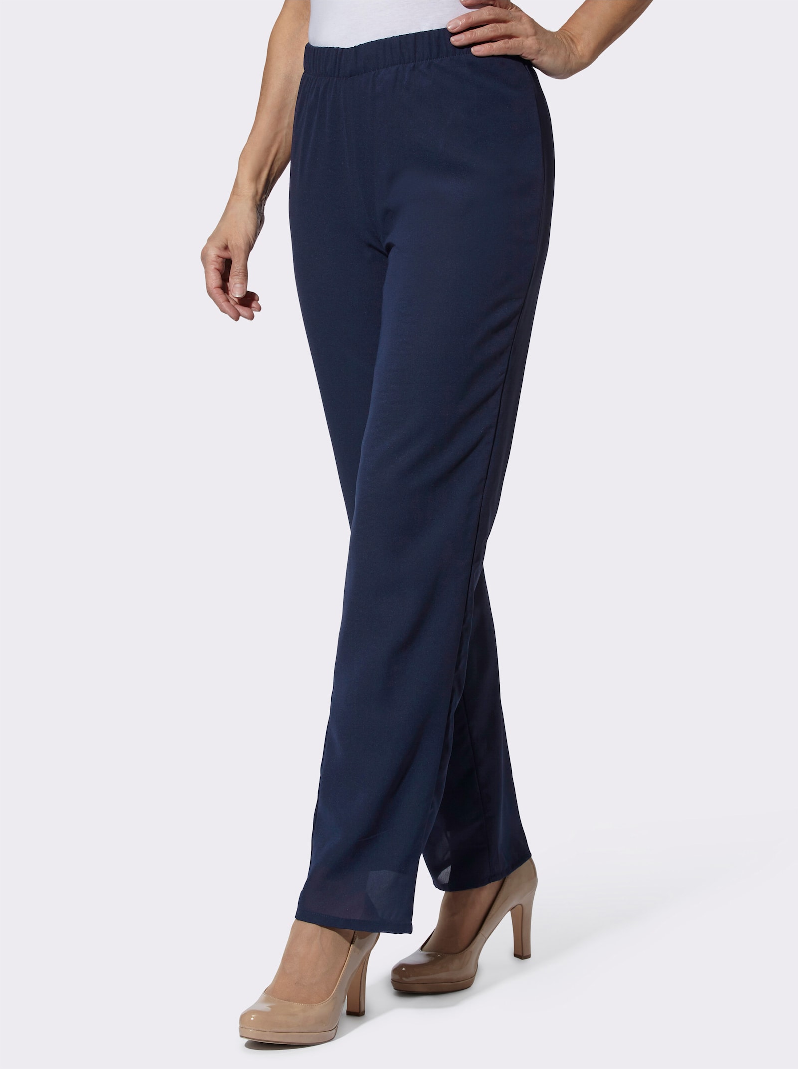 Palazzohose mit Rundum-Dehnbund - marine