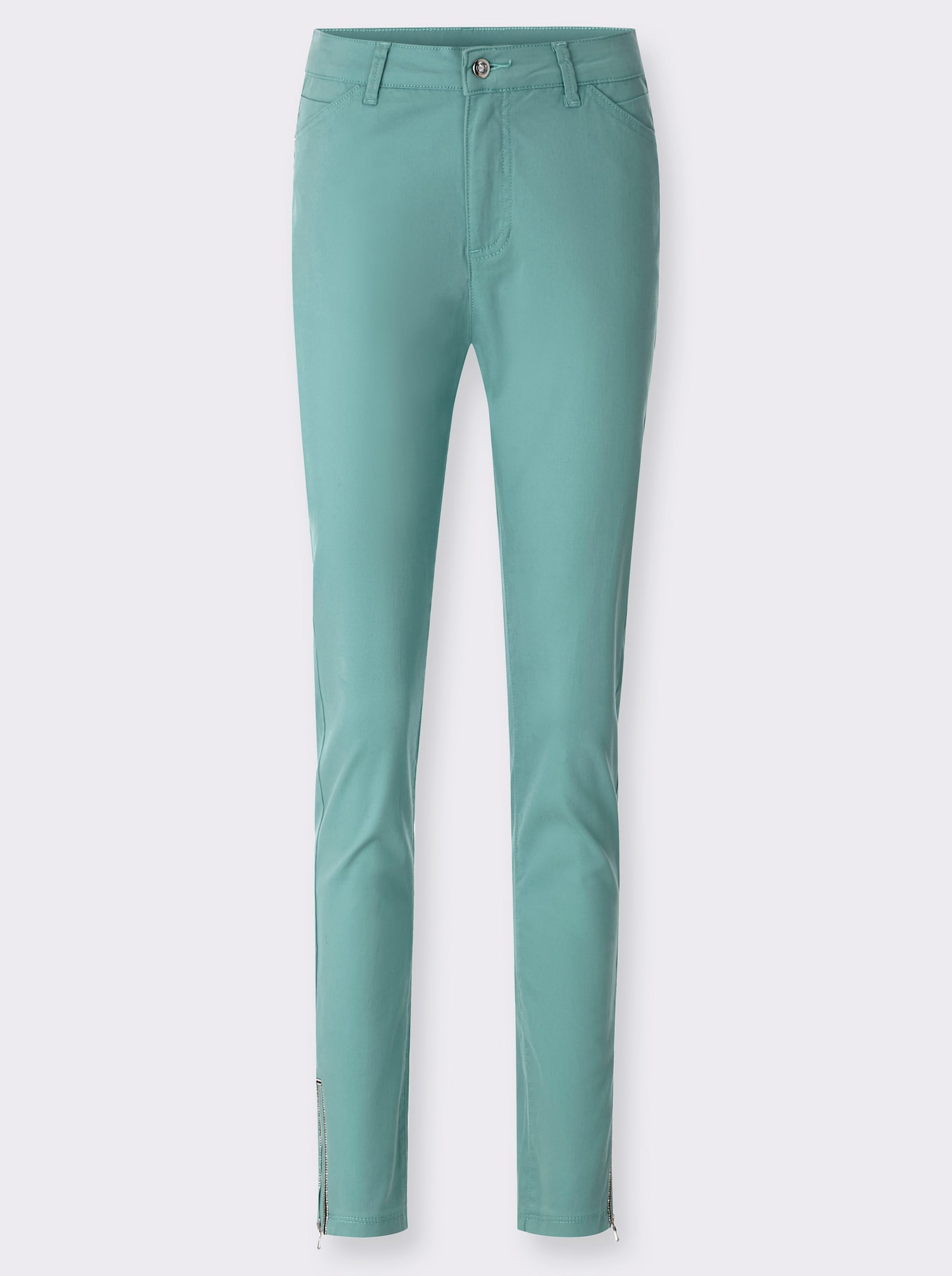 Jeans mit Reißverschluss am Bein - salbei