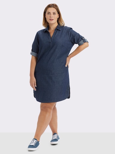 Jeanskleid in Schlupfform - blue-stone-washed